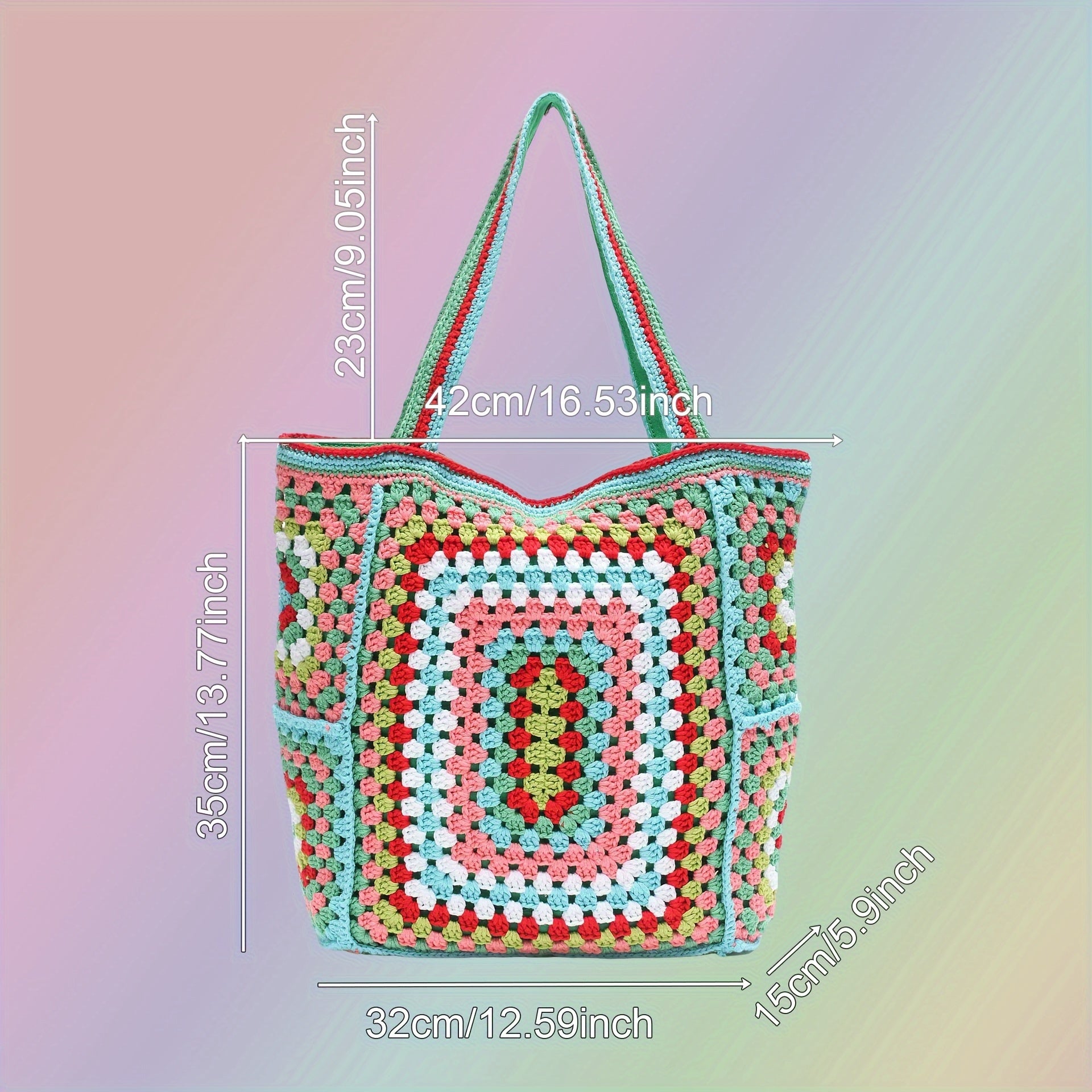 customized - Bohemian Chic Crochet Tote Bag Handcrafted Stylish - Boho Eco Boutique™ - customized - Boho Eco Boutique™ - One Pack - Green -