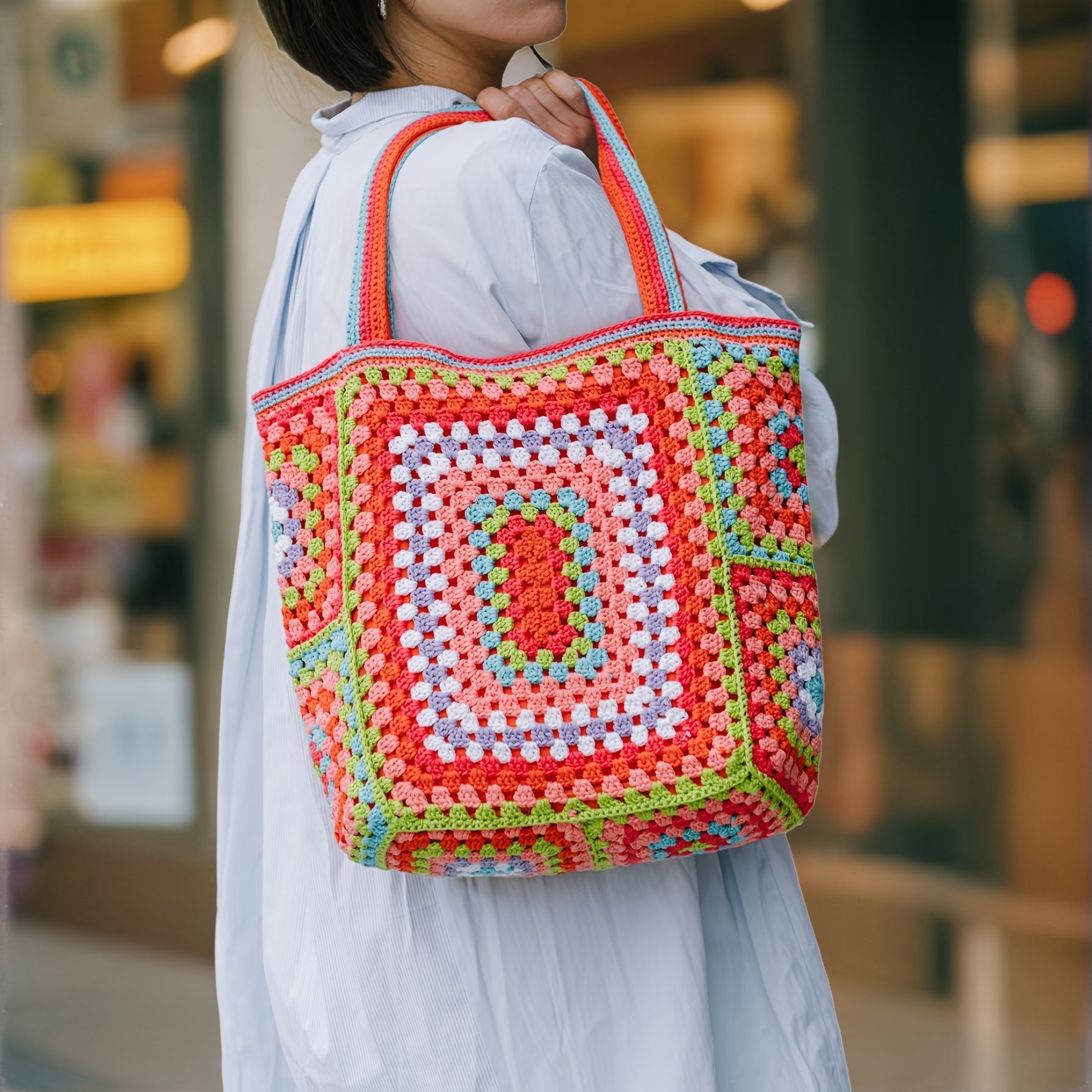 customized - Bohemian Chic Crochet Tote Bag Handcrafted Stylish - Boho Eco Boutique™ - customized - Boho Eco Boutique™ - One Pack - Green -