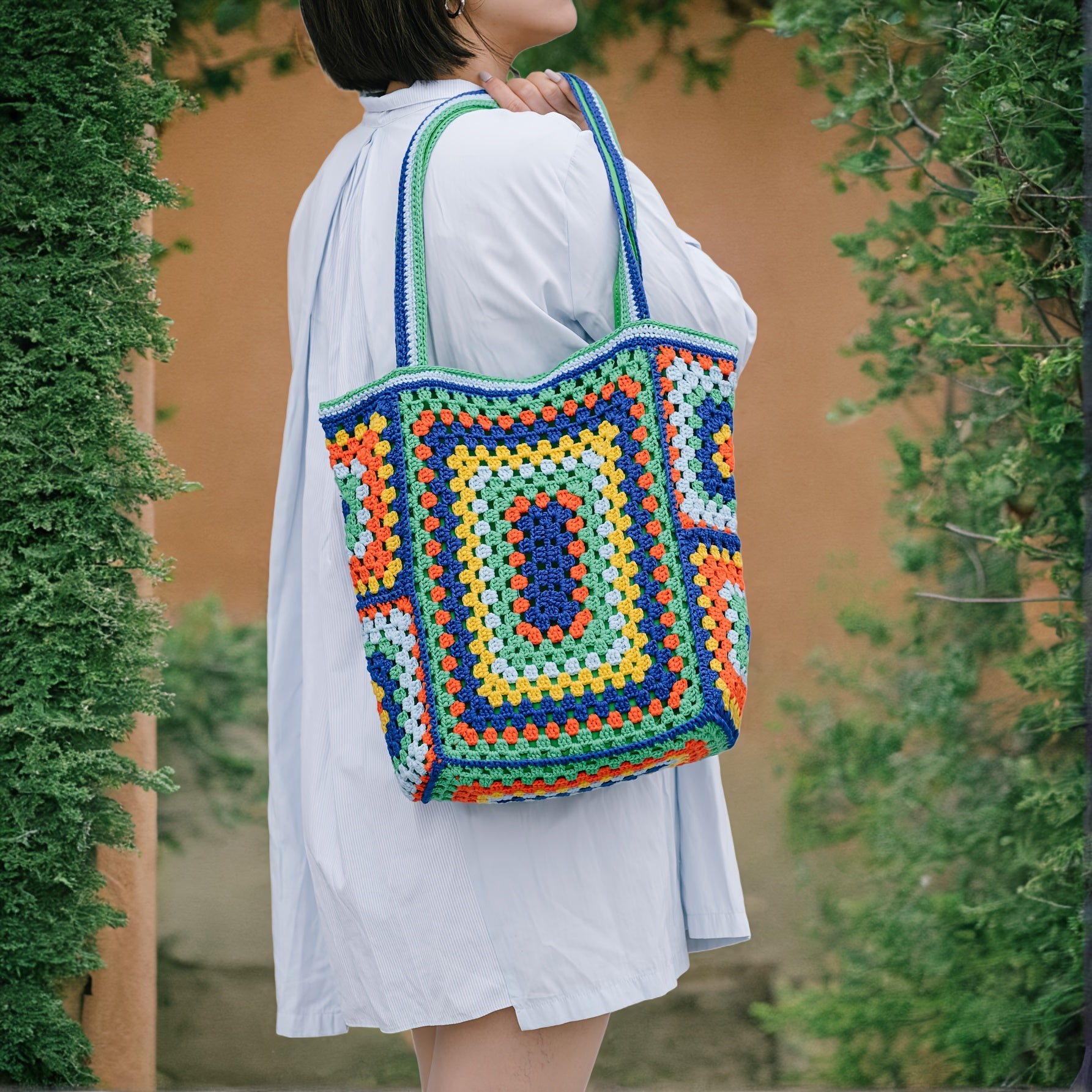 customized - Bohemian Chic Crochet Tote Bag Handcrafted Stylish - Boho Eco Boutique™ - customized - Boho Eco Boutique™ - One Pack - Green -
