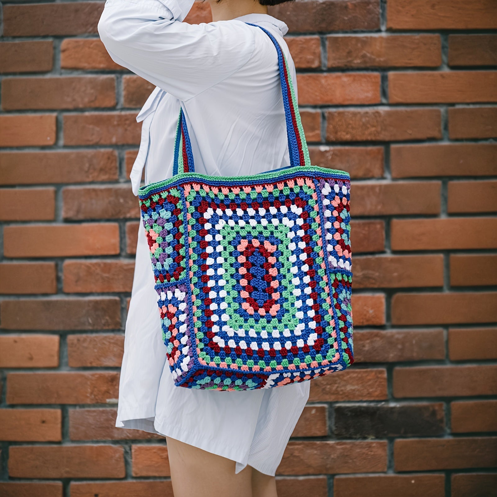 customized - Bohemian Chic Crochet Tote Bag Handcrafted Stylish - Boho Eco Boutique™ - customized - Boho Eco Boutique™ - One Pack - Green -