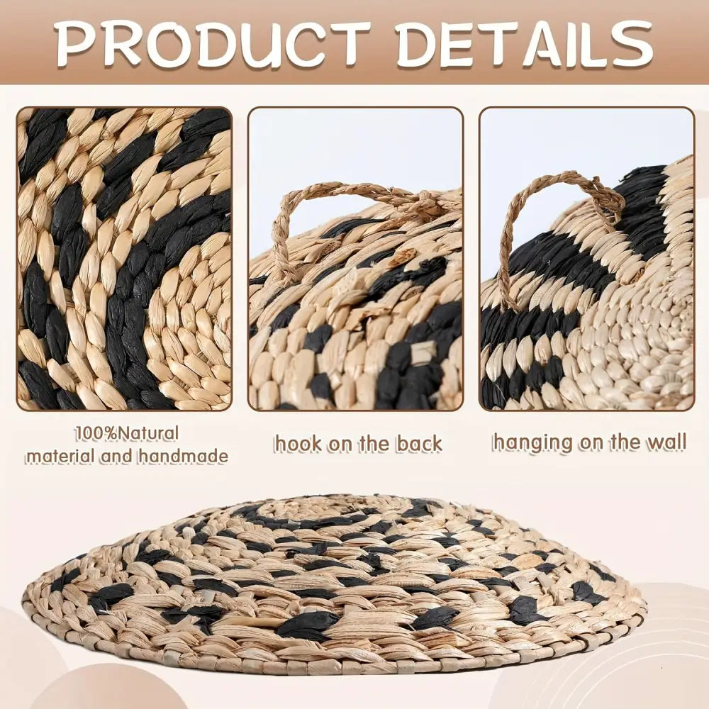 Bohemian Chic Wall Basket Set - 7pcs Handcrafted Woven Sea Grass Decor - Perfect for Eco-Friendly Wall Art & Home
