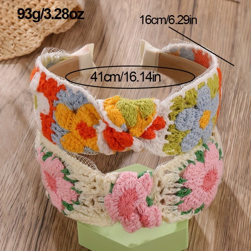 customized - Bohemian HandCrocheted Floral Headbands Set of 2 - Boho Eco Boutique™ - customized - Boho Eco Boutique™ - Red -
