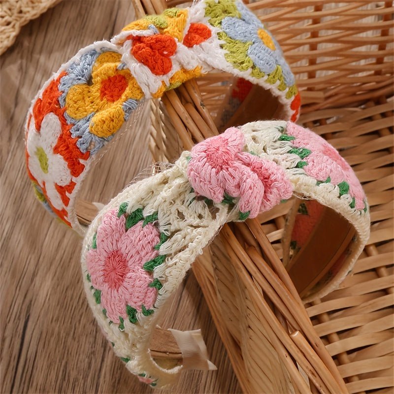 customized - Bohemian HandCrocheted Floral Headbands Set of 2 - Boho Eco Boutique™ - customized - Boho Eco Boutique™ - Red -