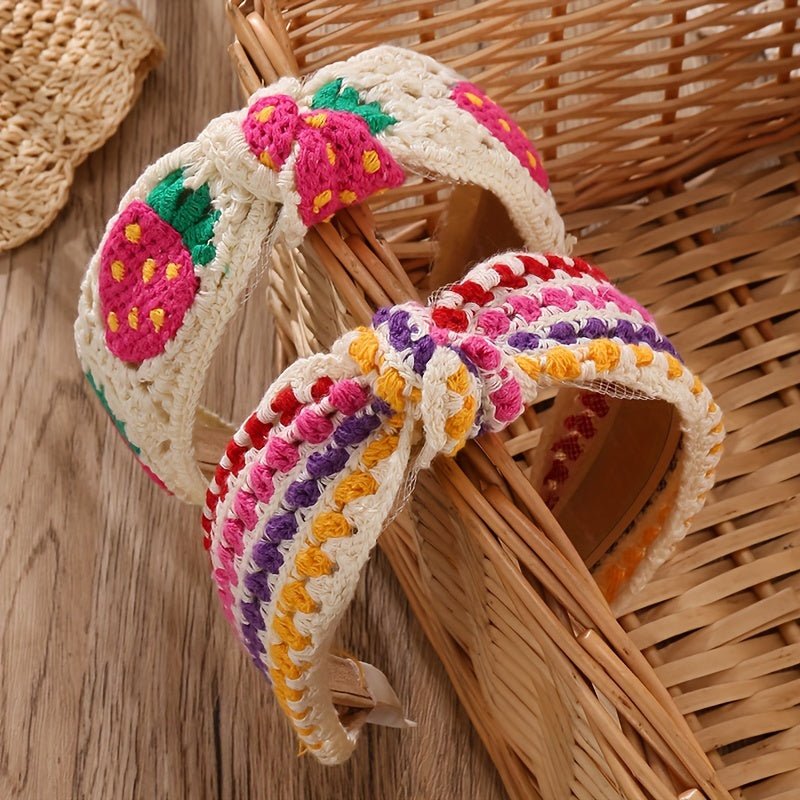 customized - Bohemian HandCrocheted Floral Headbands Set of 2 - Boho Eco Boutique™ - customized - Boho Eco Boutique™ - Red -