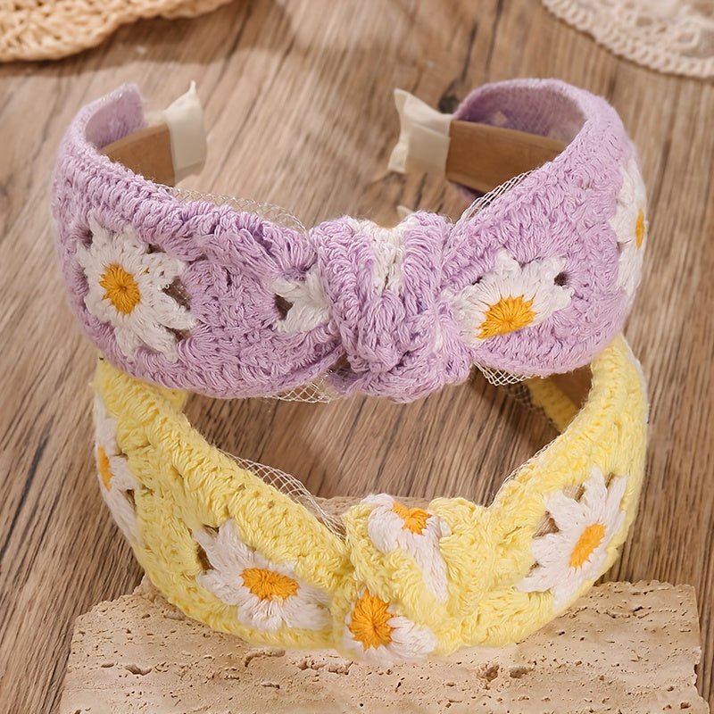 customized - Bohemian HandCrocheted Floral Headbands Set of 2 - Boho Eco Boutique™ - customized - Boho Eco Boutique™ - Yellow -