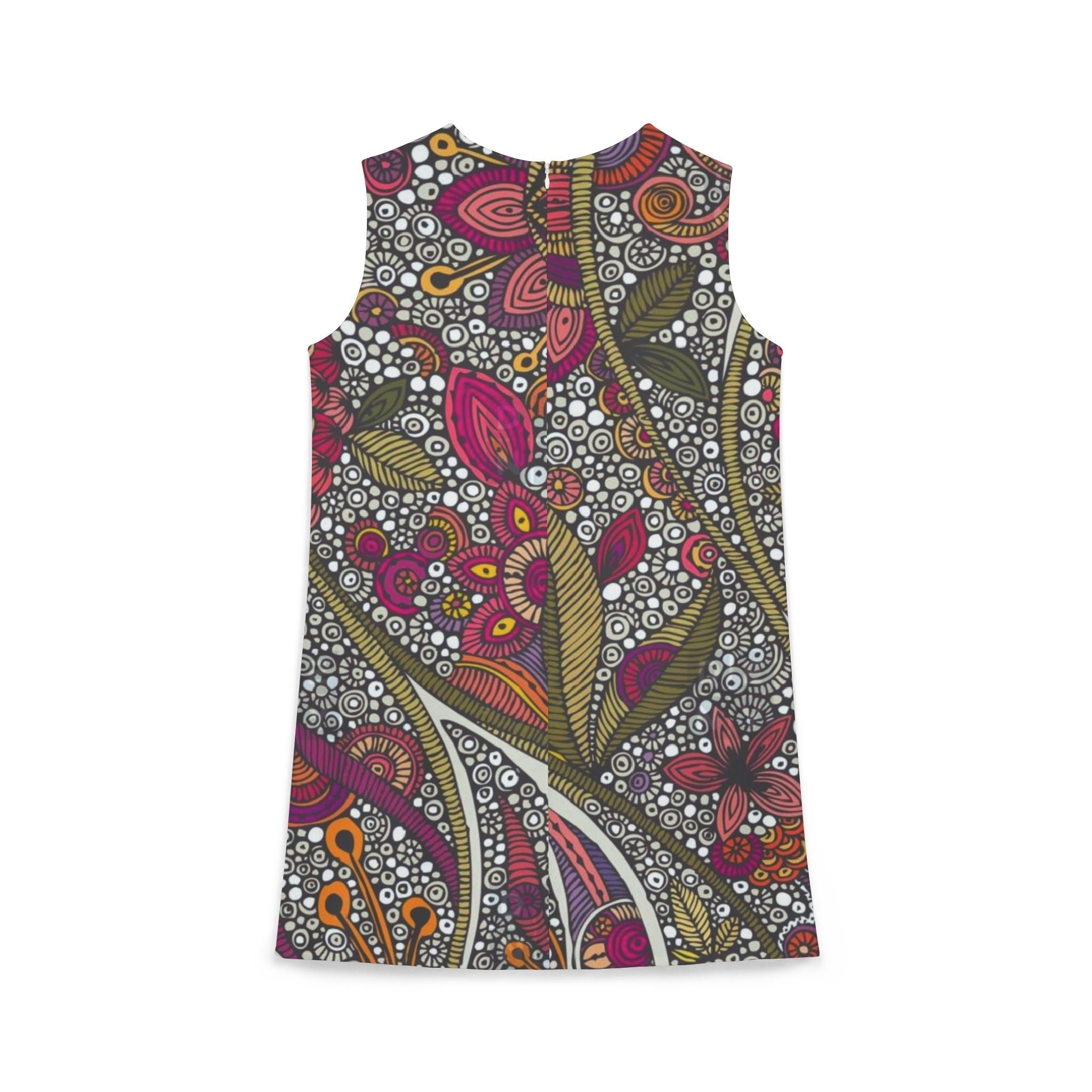All Over Prints - Boho Eco Boutique A - line Artistic Floral Geo Sleeveless Dress - Boho Eco Boutique™ - All Over Prints - Boho Eco Boutique™ - XXS -