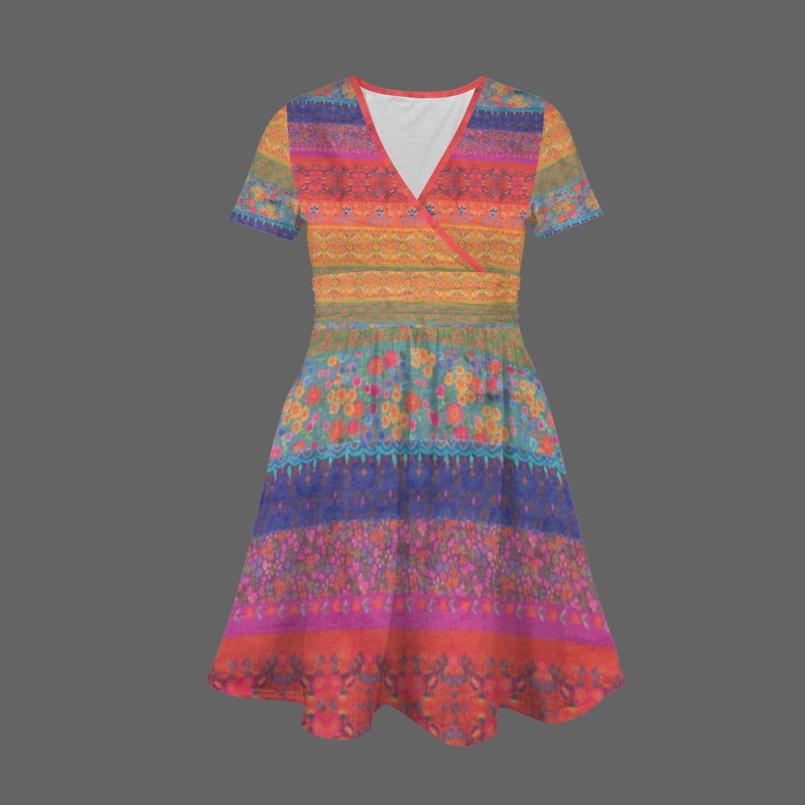 Dress - Boho Eco Boutique Knee Length Flowy V - Neck Party Dress - Boho Eco Boutique™ - Boho Eco Boutique™ - SF06307827441614004 - V12287 - white - S -