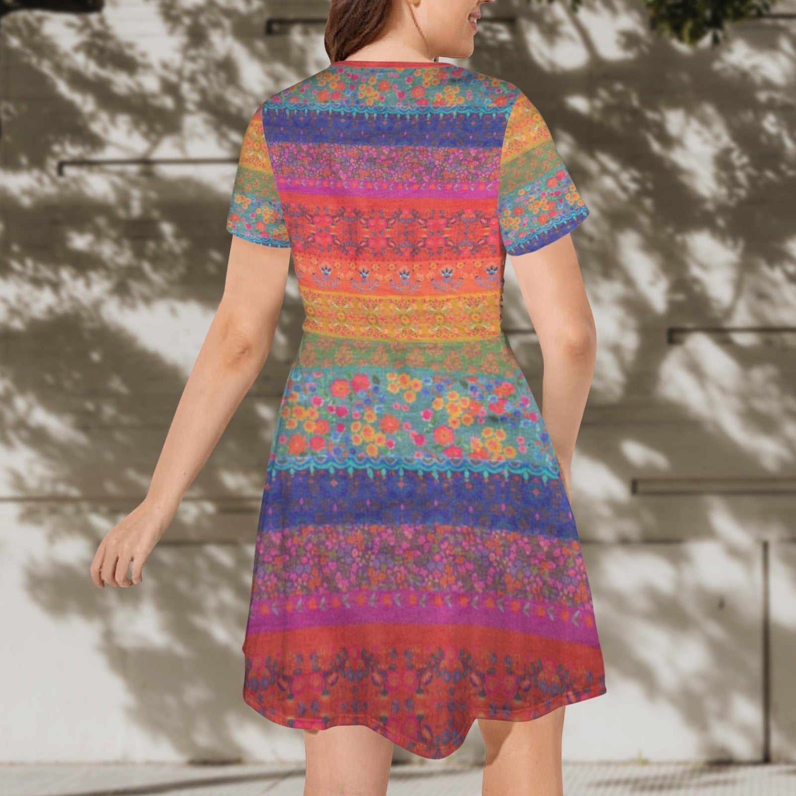 Dress - Boho Eco Boutique Knee Length Flowy V - Neck Party Dress - Boho Eco Boutique™ - Boho Eco Boutique™ - SF06307827441614004 - V12287 - white - S -