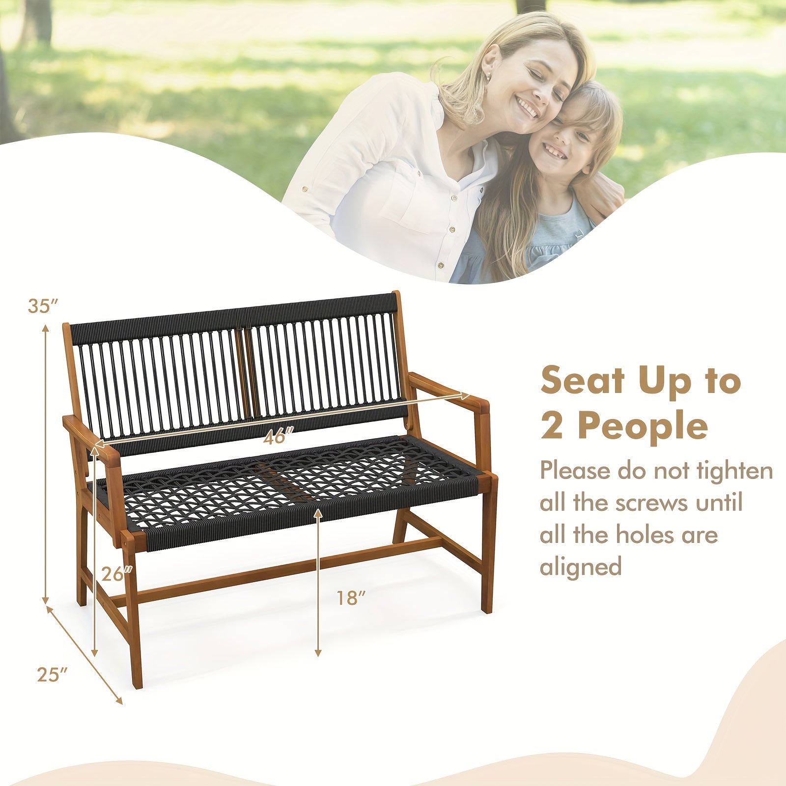 customized - Boho Eco Boutique Outdoor Bench - Stylish & Sustainable, Perfect for Eco - Friendly Spaces - Boho Eco Boutique™ - customized - Boho Eco Boutique™ - Black+Natural Color -