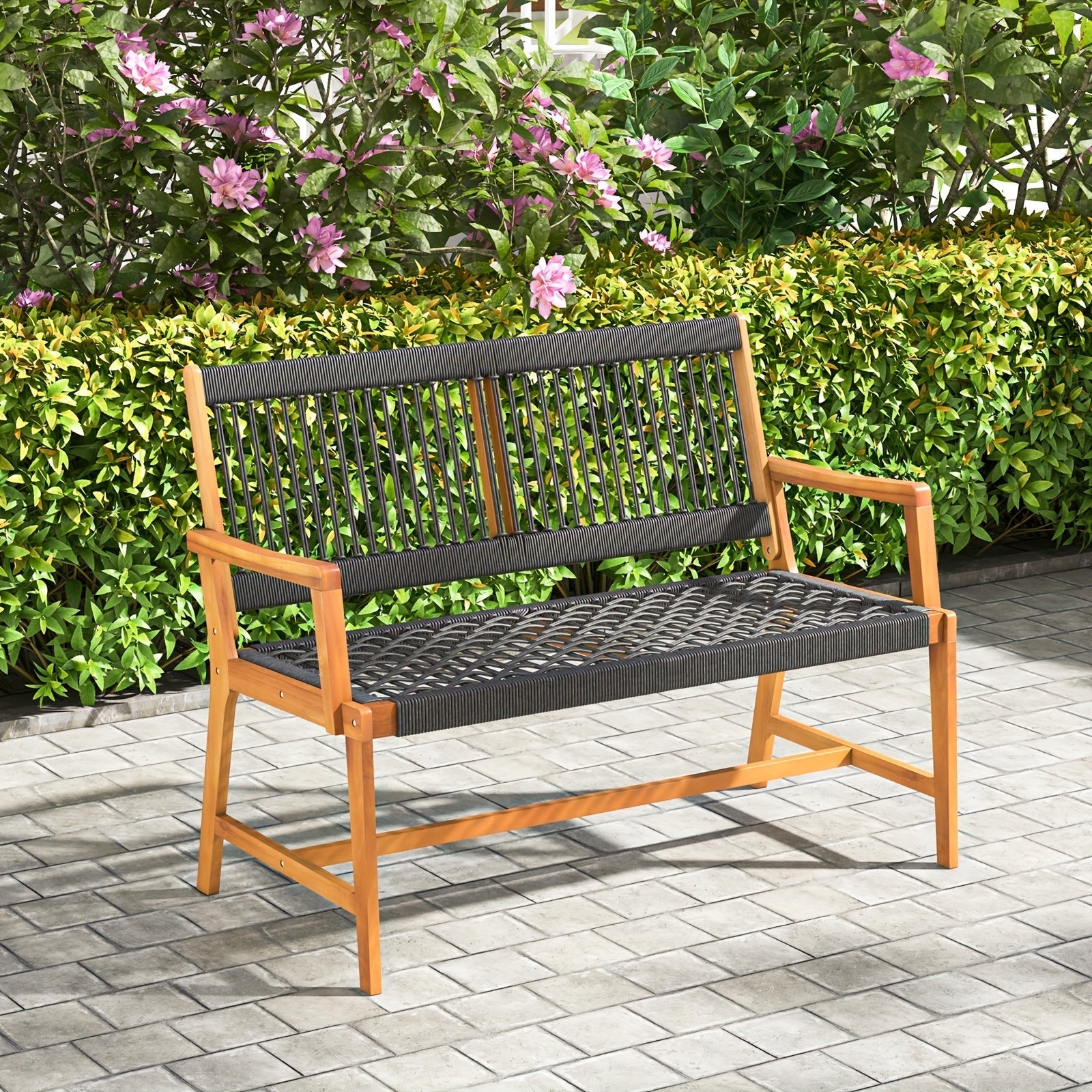 customized - Boho Eco Boutique Outdoor Bench - Stylish & Sustainable, Perfect for Eco - Friendly Spaces - Boho Eco Boutique™ - customized - Boho Eco Boutique™ - Black+Natural Color -