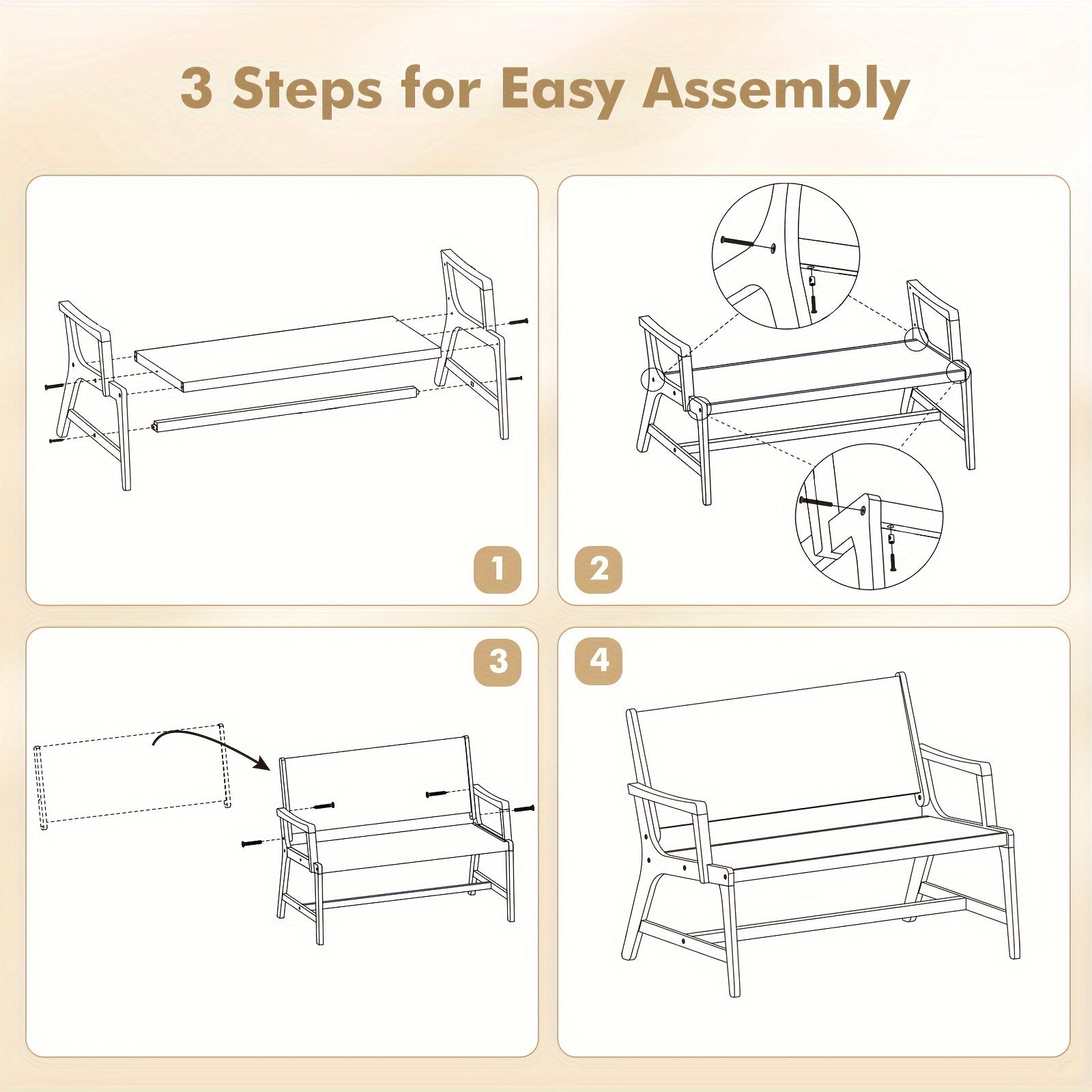 customized - Boho Eco Boutique Outdoor Bench - Stylish & Sustainable, Perfect for Eco - Friendly Spaces - Boho Eco Boutique™ - customized - Boho Eco Boutique™ - Black+Natural Color -