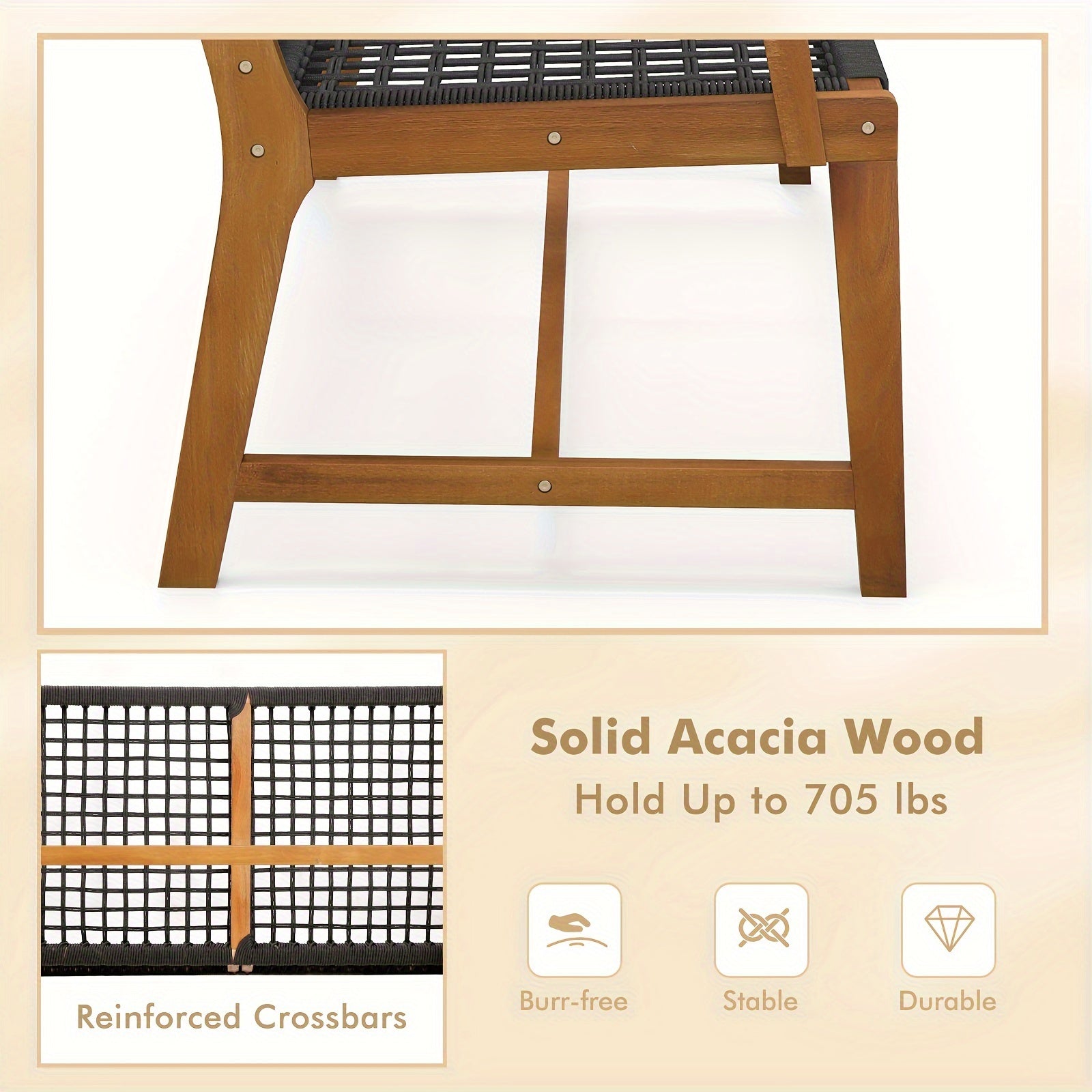 customized - Boho Eco Boutique Outdoor Bench - Stylish & Sustainable, Perfect for Eco - Friendly Spaces - Boho Eco Boutique™ - customized - Boho Eco Boutique™ - Black+Natural Color -
