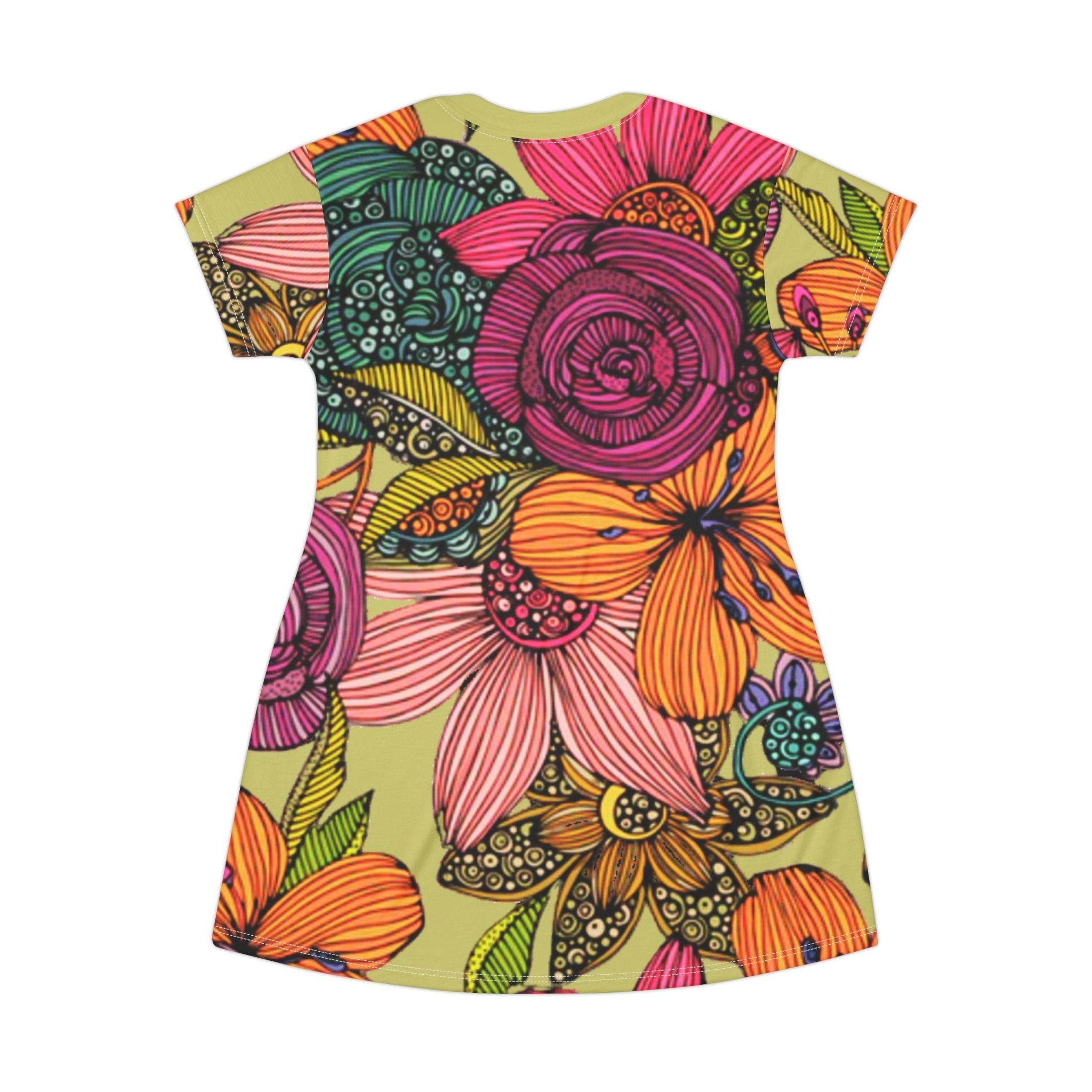 All Over Prints - Boho Eco Boutique T-Shirt Dress | Vibrant Floral Print on Yellow Background | Casual Bohemian Style Summer Dress for Women | Eco - Friendly FashionUnique | Hippie Chic | Festival | Sundress - Boho Eco Boutique™ - Boho Eco Boutique T-Shirt Dress | Vibrant Floral Print on Yellow Background | Casual Bohemian Style Summer Dress for Women | Eco - Friendly FashionUnique | Hippie Chic | Festival | Sundress - XS -
