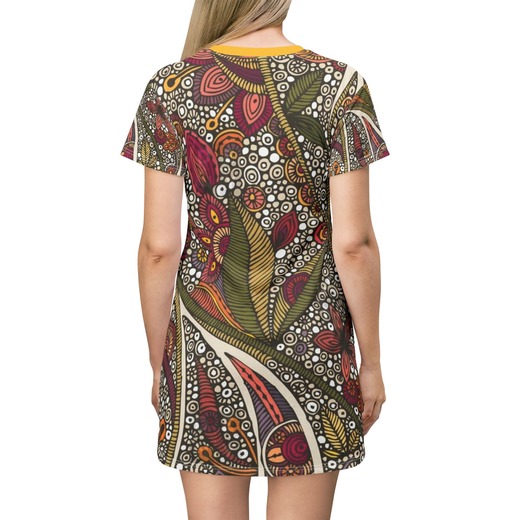 All Over Prints - Boho Eco Boutique T-Shirt Dress | Vibrant Geo and Floral Design | Casual Summer Dress for Women | Eco - Friendly Bohemian Fashion - Boho Eco Boutique™ - Boho Eco Boutique T-Shirt Dress | Vibrant Geo and Floral Design | Casual Summer Dress for Women | Eco - Friendly Bohemian Fashion - XS -