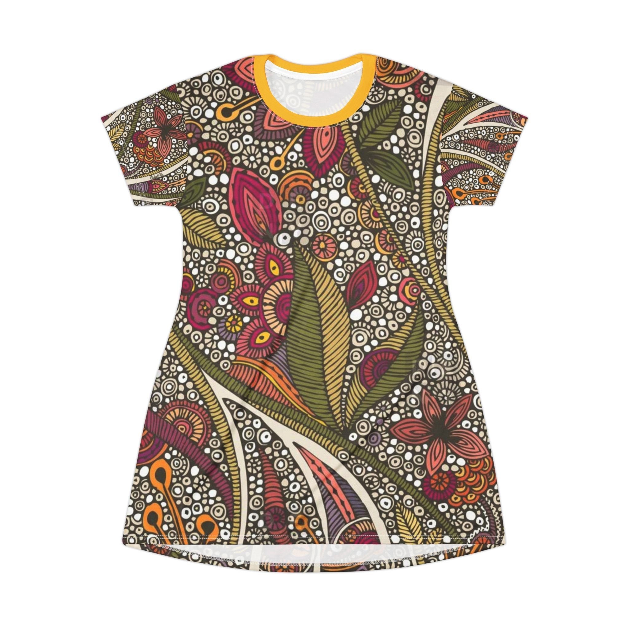 All Over Prints - Boho Eco Boutique T-Shirt Dress | Vibrant Geo and Floral Design | Casual Summer Dress for Women | Eco - Friendly Bohemian Fashion - Boho Eco Boutique™ - Boho Eco Boutique T-Shirt Dress | Vibrant Geo and Floral Design | Casual Summer Dress for Women | Eco - Friendly Bohemian Fashion - XS -