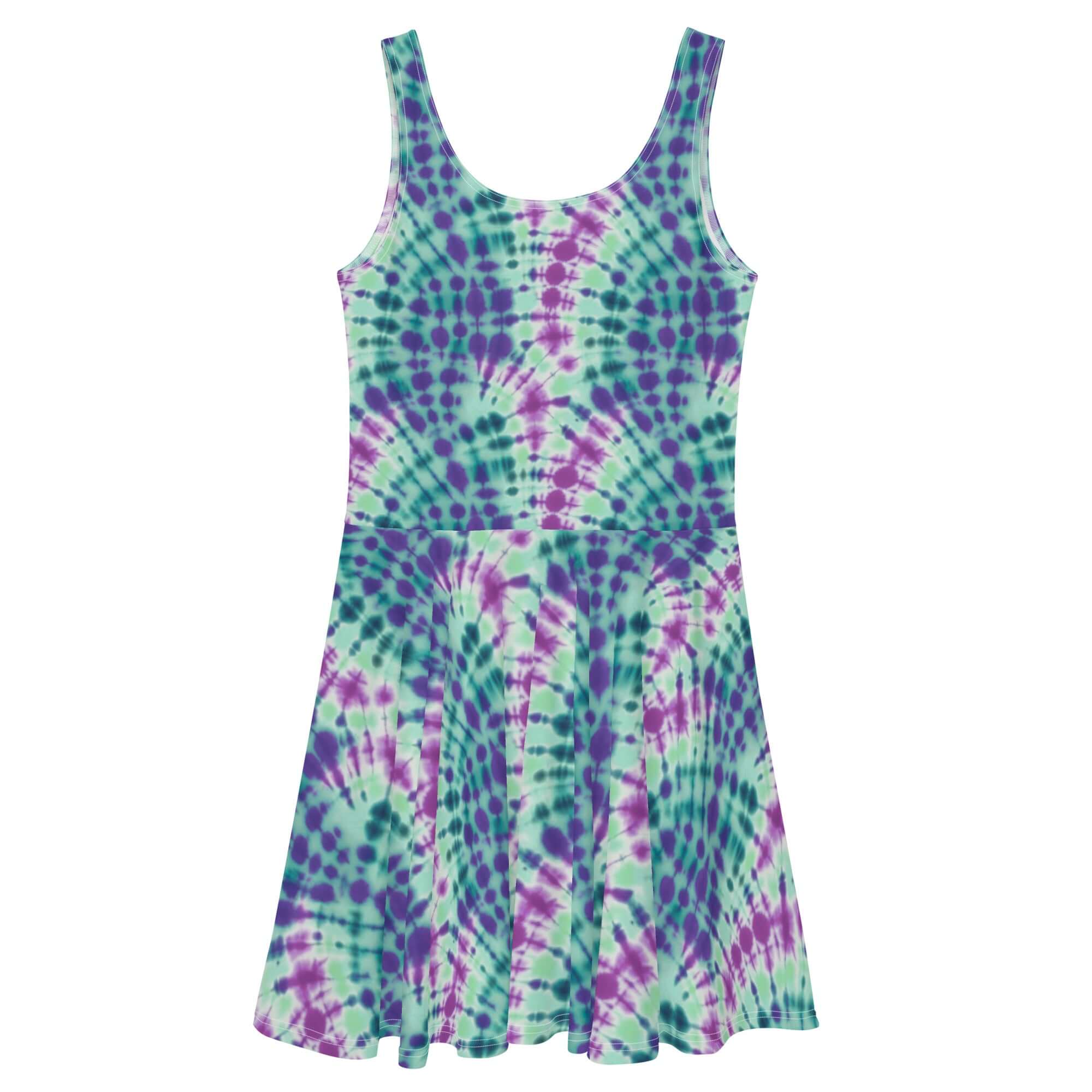 Dress - Boho Eco Boutique™ Tie - dye Bohemian Skater Flowy Summer Festival Dress - Boho Eco Boutique™ - Boho Eco Boutique™ - XS -