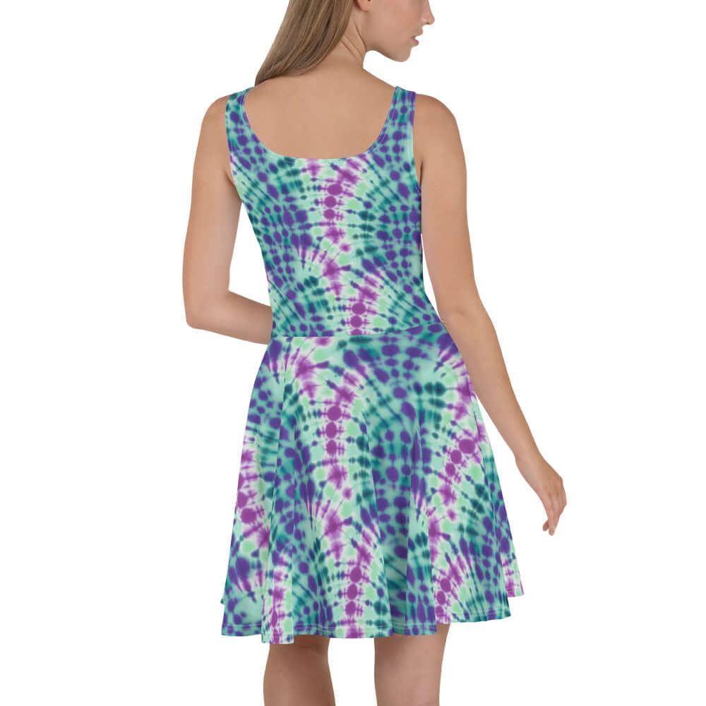 Dress - Boho Eco Boutique™ Tie - dye Bohemian Skater Flowy Summer Festival Dress - Boho Eco Boutique™ - Boho Eco Boutique™ - XS -