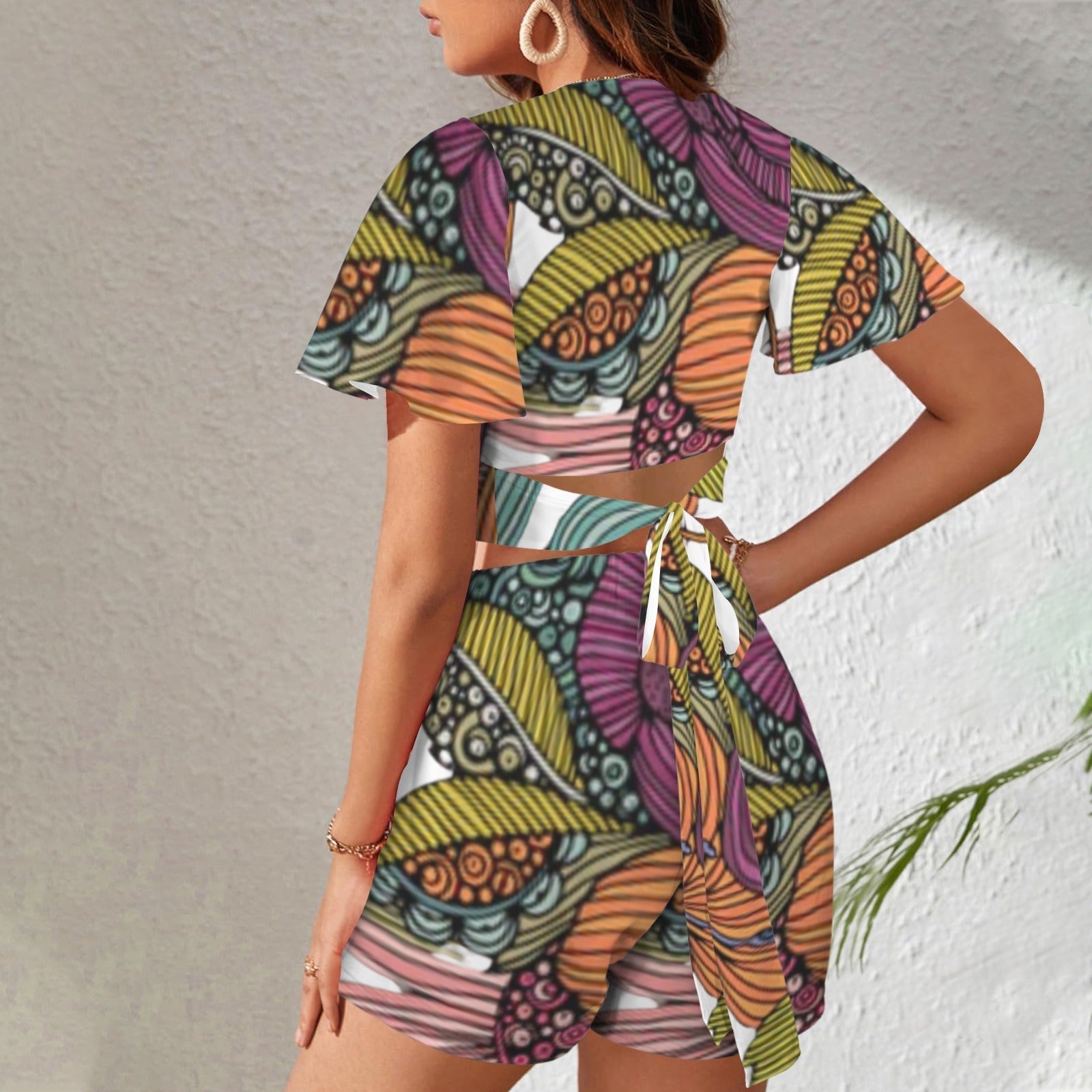 All Over Prints - Boho Eco Crop Tie Top and Shorts Set - Boho Eco Boutique™ - Boho Eco Boutique™ - SF06298896487643129 - V30831 - Boho Eco Crop Tie Top and Shorts Set - S -