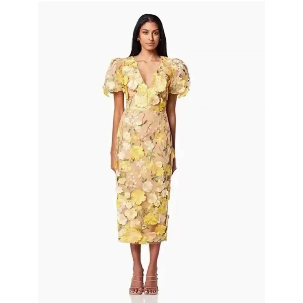 Boho Eco Embroidered V-Neck Stereo Summer Dress – Elegant Bohemian Style - dresses