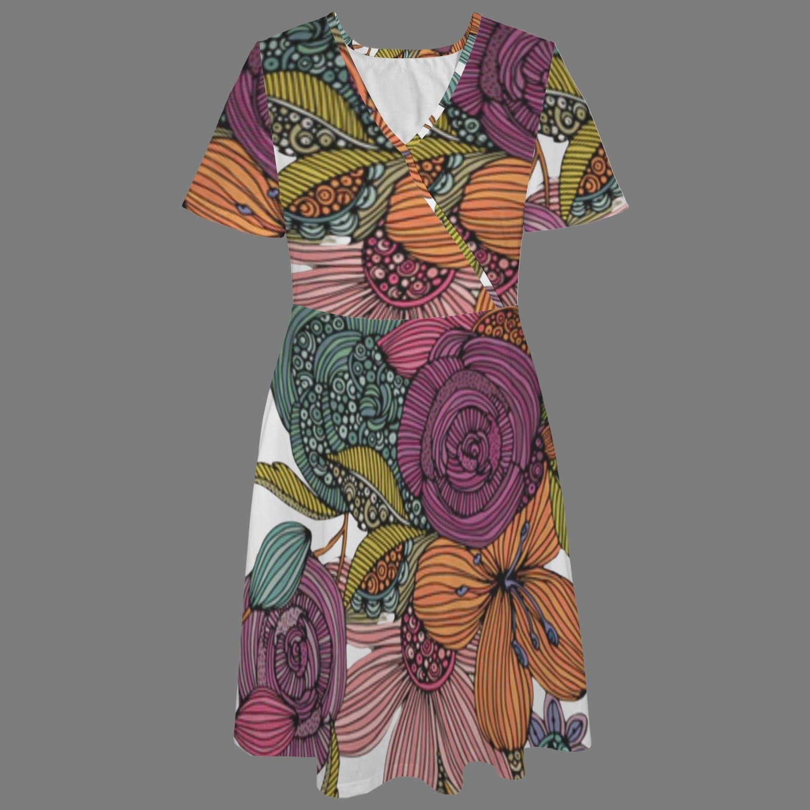 All Over Prints - BoHo Eco Flower Print Dress - Boho Eco Boutique™ - Boho Eco Boutique™ - SF06298875730183501 - V11965 - BoHo Eco Flower Print Dress - S -