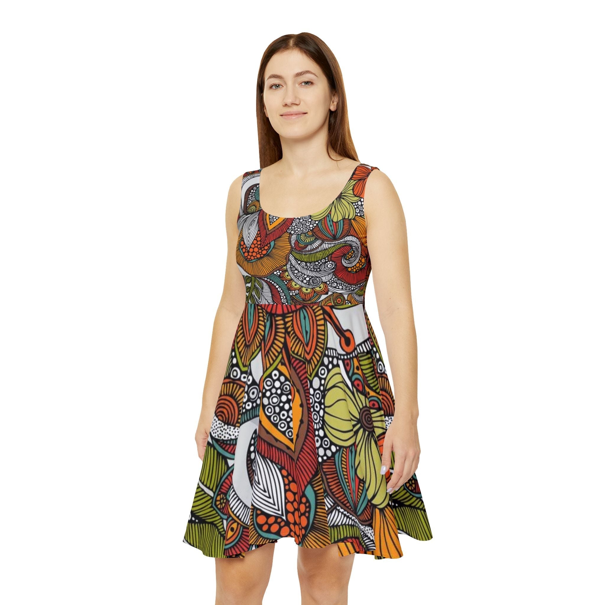 All Over Prints - Boho Eco Flowy Dress | Vibrant Floral with Black and White Geo Print | Bohemian Style One of A Kind Dress for Women | Eco - Friendly Fashion | Unique | Hippie Chic | Festival | Sundress - Boho Eco Boutique™ - Boho Eco Flowy Dress | Vibrant Floral with Black and White Geo Print | Bohemian Style One of A Kind Dress for Women | Eco - Friendly Fashion | Unique | Hippie Chic | Festival | Sundress - XS -
