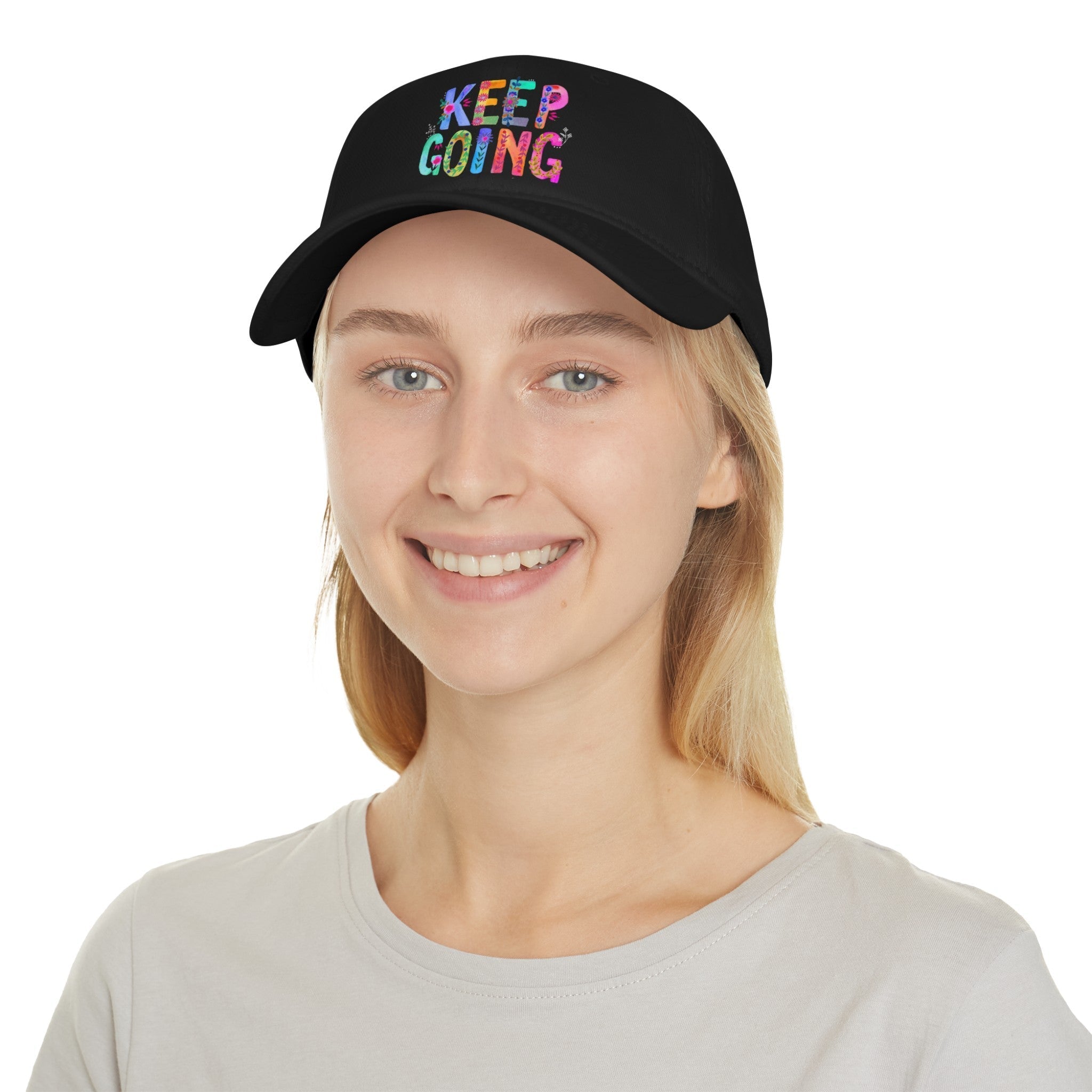 Hats - Boho Eco Low Profile Baseball Cap, Keep Going - Boho Eco Boutique™ - Hats - Boho Eco Boutique™ - Red - One size -