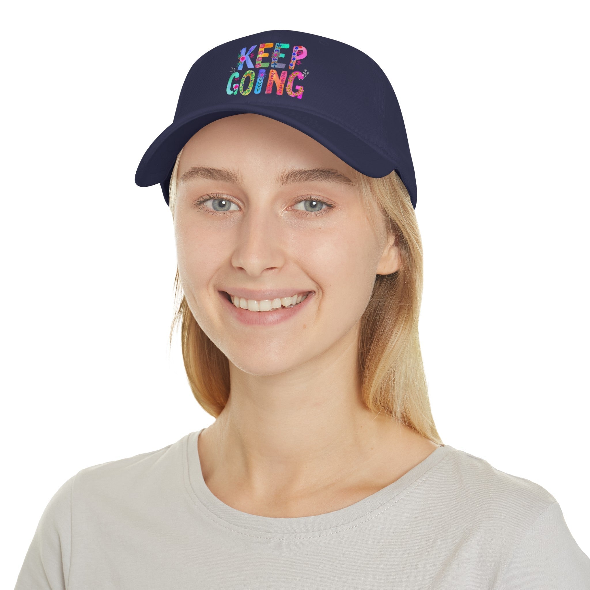 Hats - Boho Eco Low Profile Baseball Cap, Keep Going - Boho Eco Boutique™ - Hats - Boho Eco Boutique™ - Red - One size -