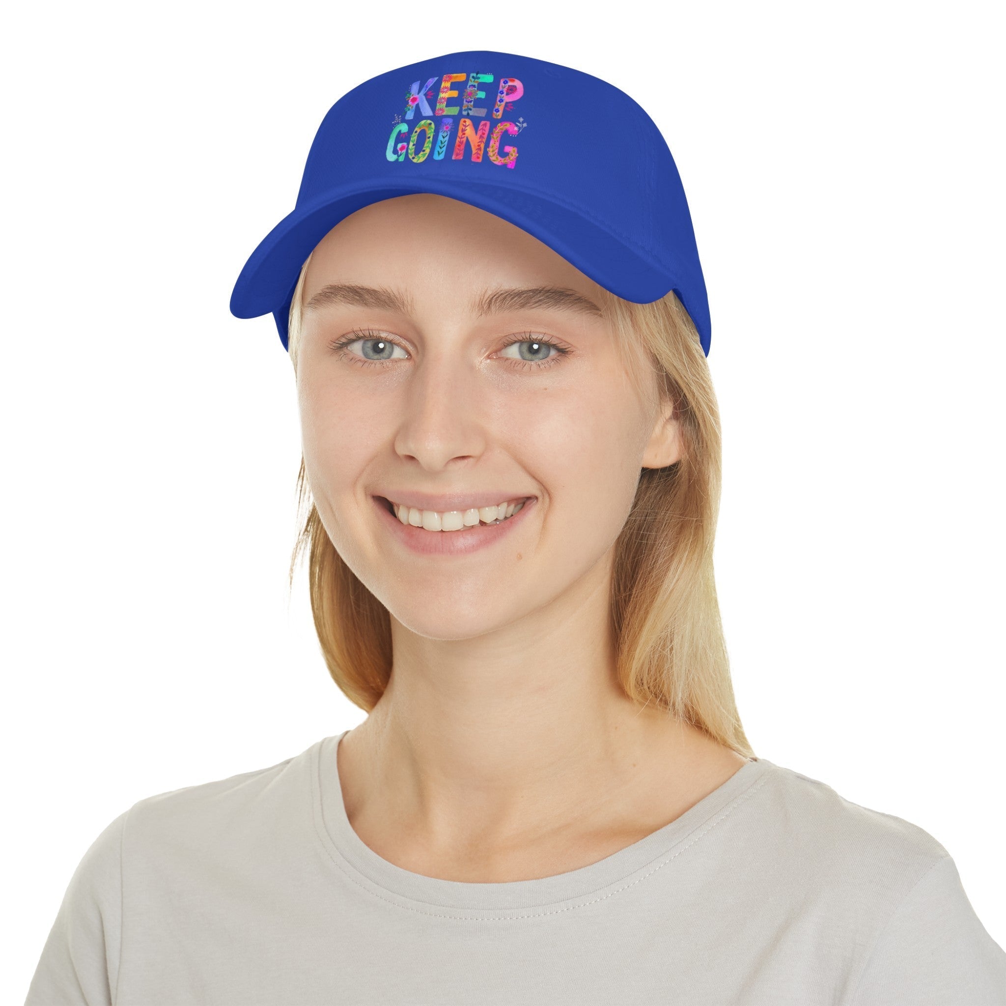 Hats - Boho Eco Low Profile Baseball Cap, Keep Going - Boho Eco Boutique™ - Hats - Boho Eco Boutique™ - Red - One size -