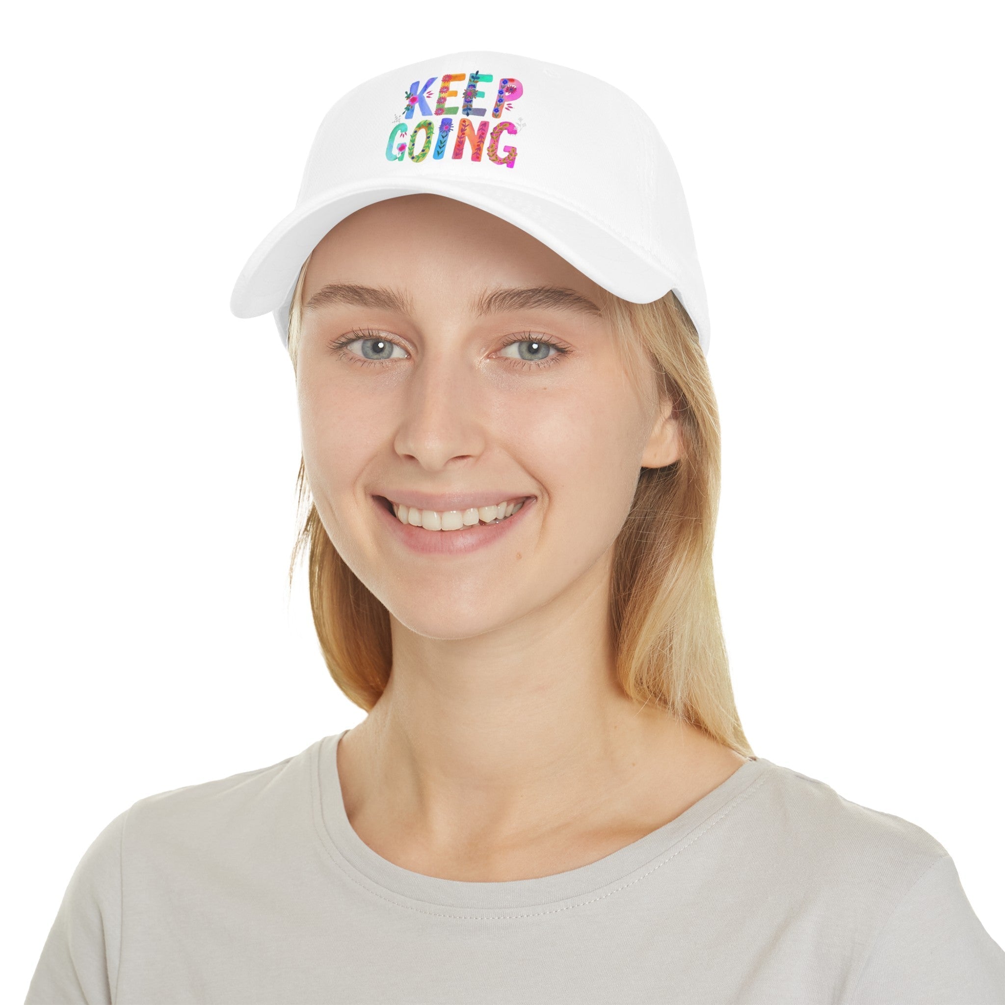 Hats - Boho Eco Low Profile Baseball Cap, Keep Going - Boho Eco Boutique™ - Hats - Boho Eco Boutique™ - Red - One size -