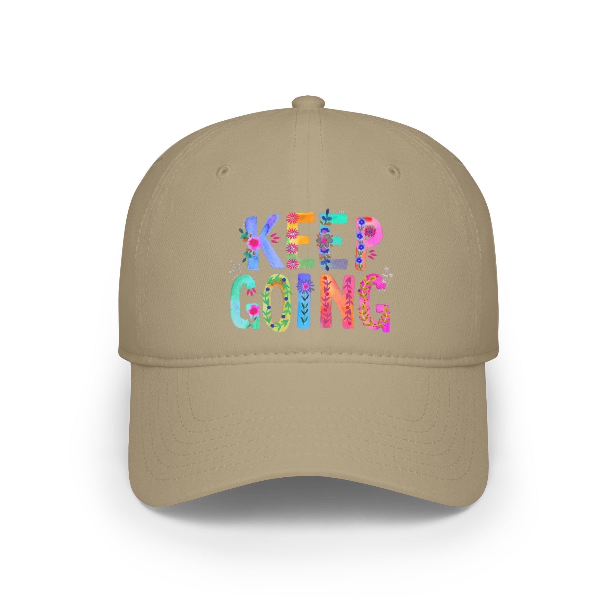 Hats - Boho Eco Low Profile Baseball Cap, Keep Going - Boho Eco Boutique™ - Hats - Boho Eco Boutique™ - Khaki - One size -