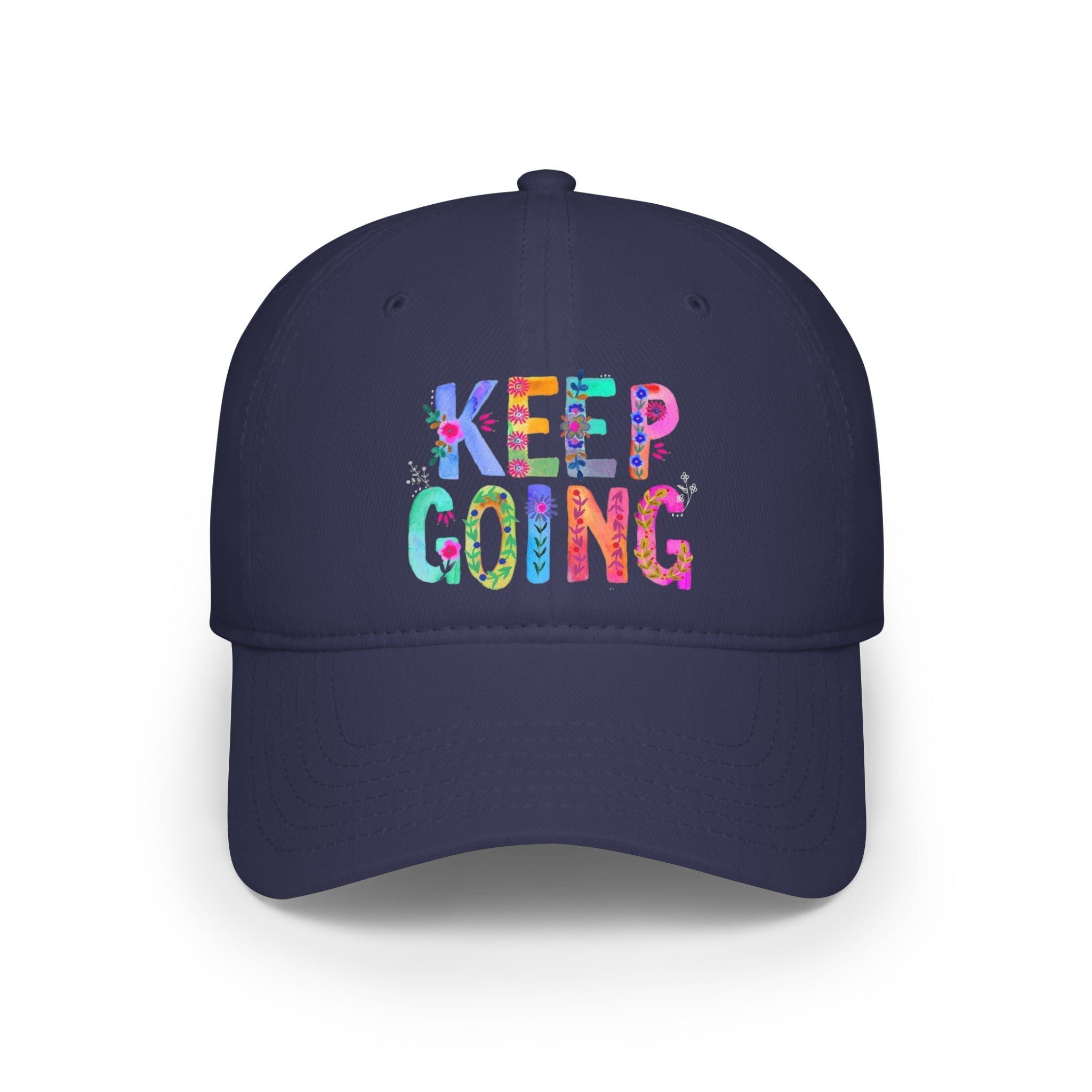 Hats - Boho Eco Low Profile Baseball Cap, Keep Going - Boho Eco Boutique™ - Hats - Boho Eco Boutique™ - Navy - One size -