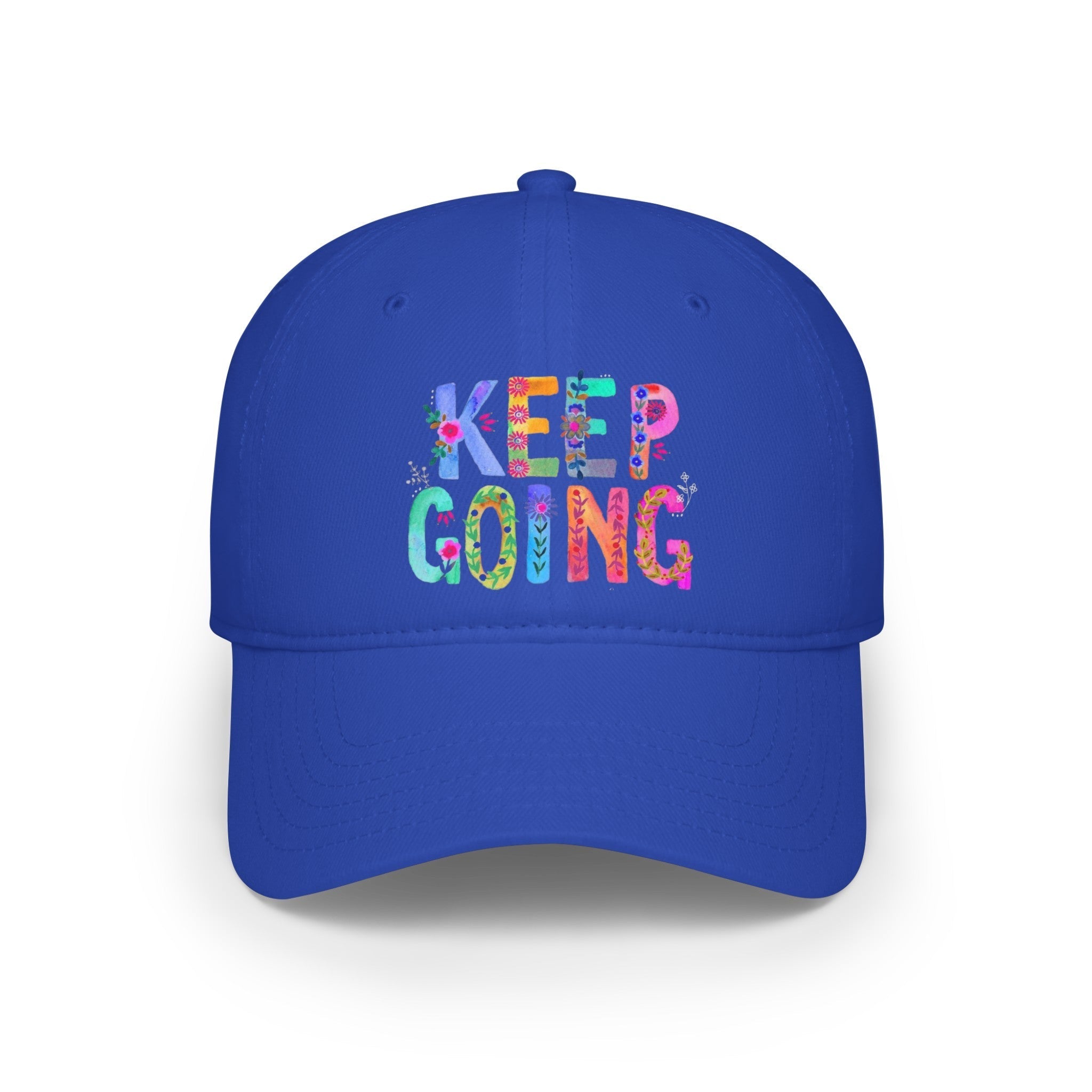 Hats - Boho Eco Low Profile Baseball Cap, Keep Going - Boho Eco Boutique™ - Hats - Boho Eco Boutique™ - Royal - One size -