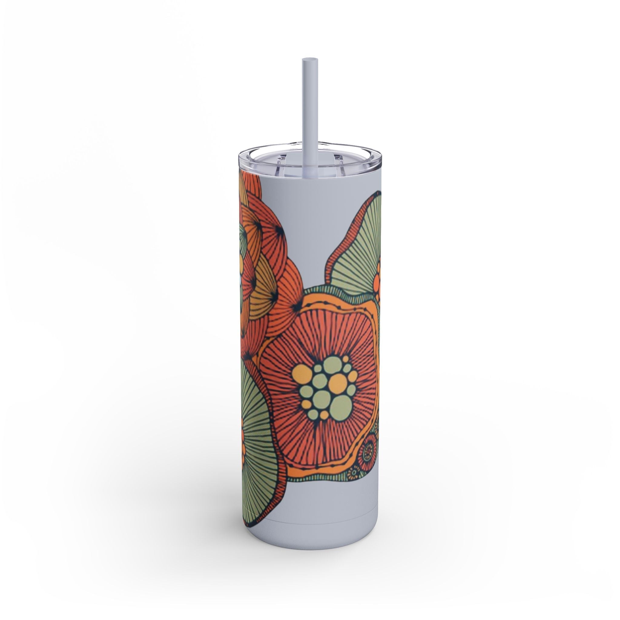 Mug - Boho Eco Skinny Matte Floral Tumbler 20oz | Insulated Stainless Steel Travel Mug | Reusable Eco - Friendly Drinkware | Slim Design for Hot & Cold Beverages - Boho Eco Boutique™ - Mug - Boho Eco Boutique™ - Dusty Blue - 20oz - Matte