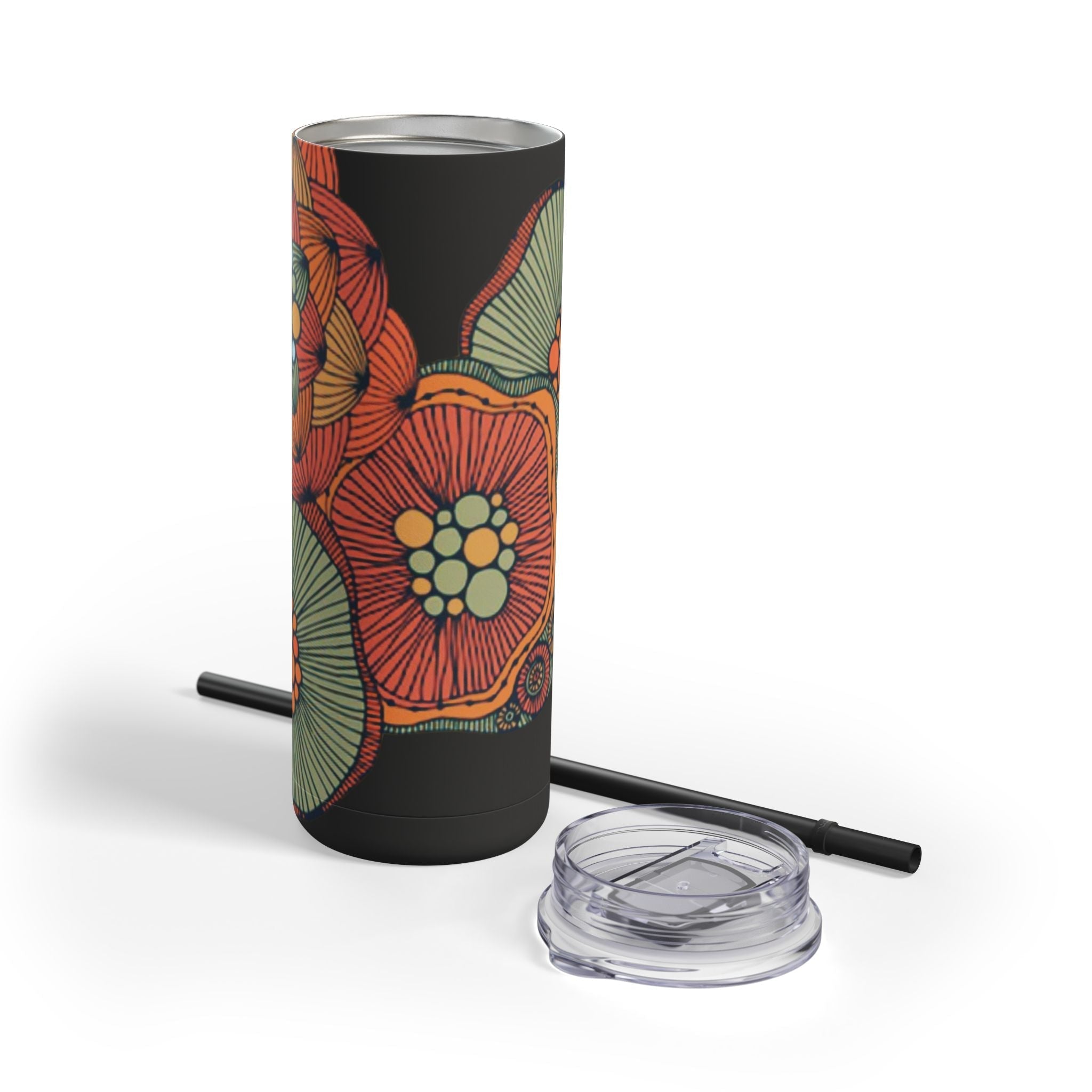 Mug - Boho Eco Skinny Matte Floral Tumbler 20oz | Insulated Stainless Steel Travel Mug | Reusable Eco - Friendly Drinkware | Slim Design for Hot & Cold Beverages - Boho Eco Boutique™ - Mug - Boho Eco Boutique™ - Seaglass - 20oz - Matte