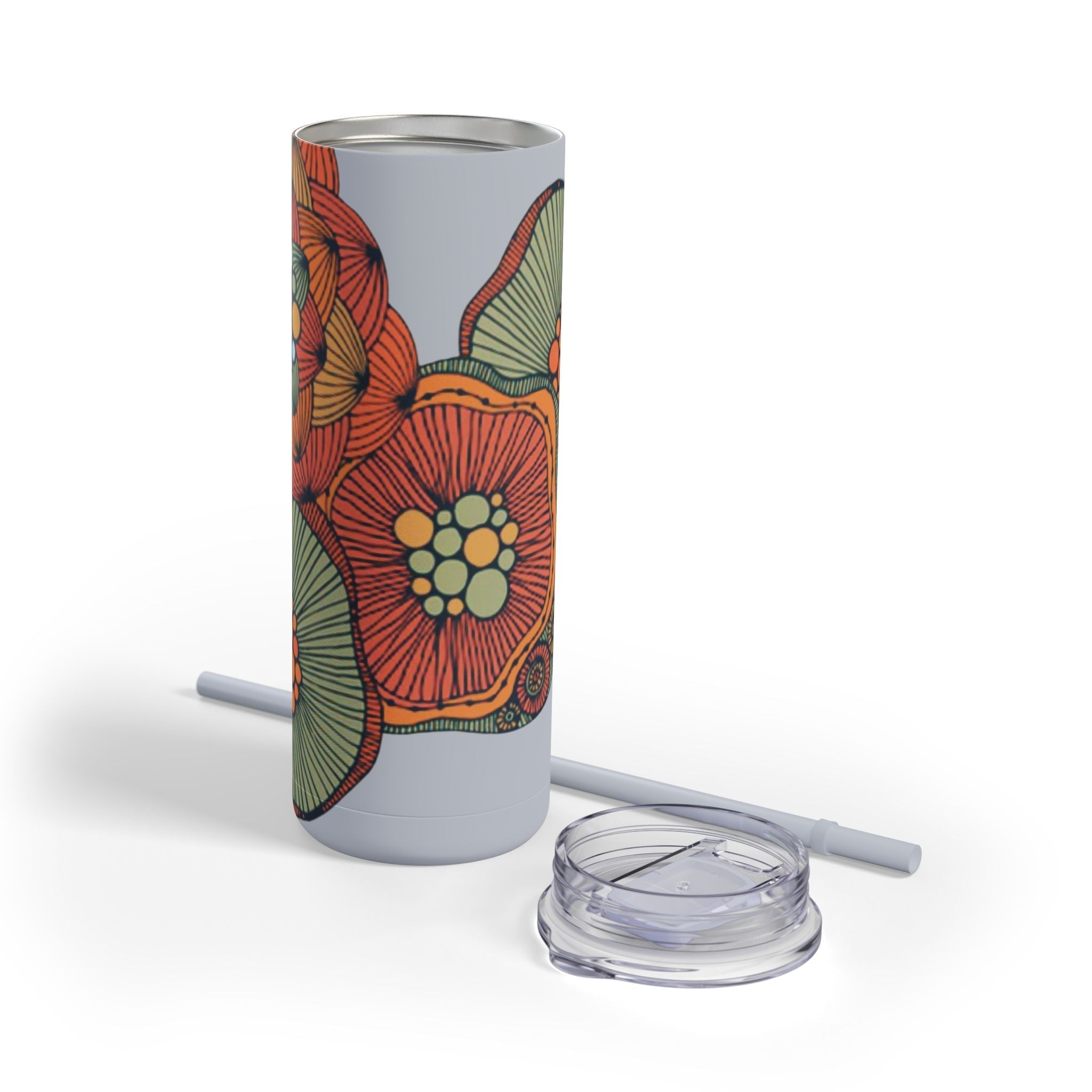 Mug - Boho Eco Skinny Matte Floral Tumbler 20oz | Insulated Stainless Steel Travel Mug | Reusable Eco - Friendly Drinkware | Slim Design for Hot & Cold Beverages - Boho Eco Boutique™ - Mug - Boho Eco Boutique™ - Seaglass - 20oz - Matte