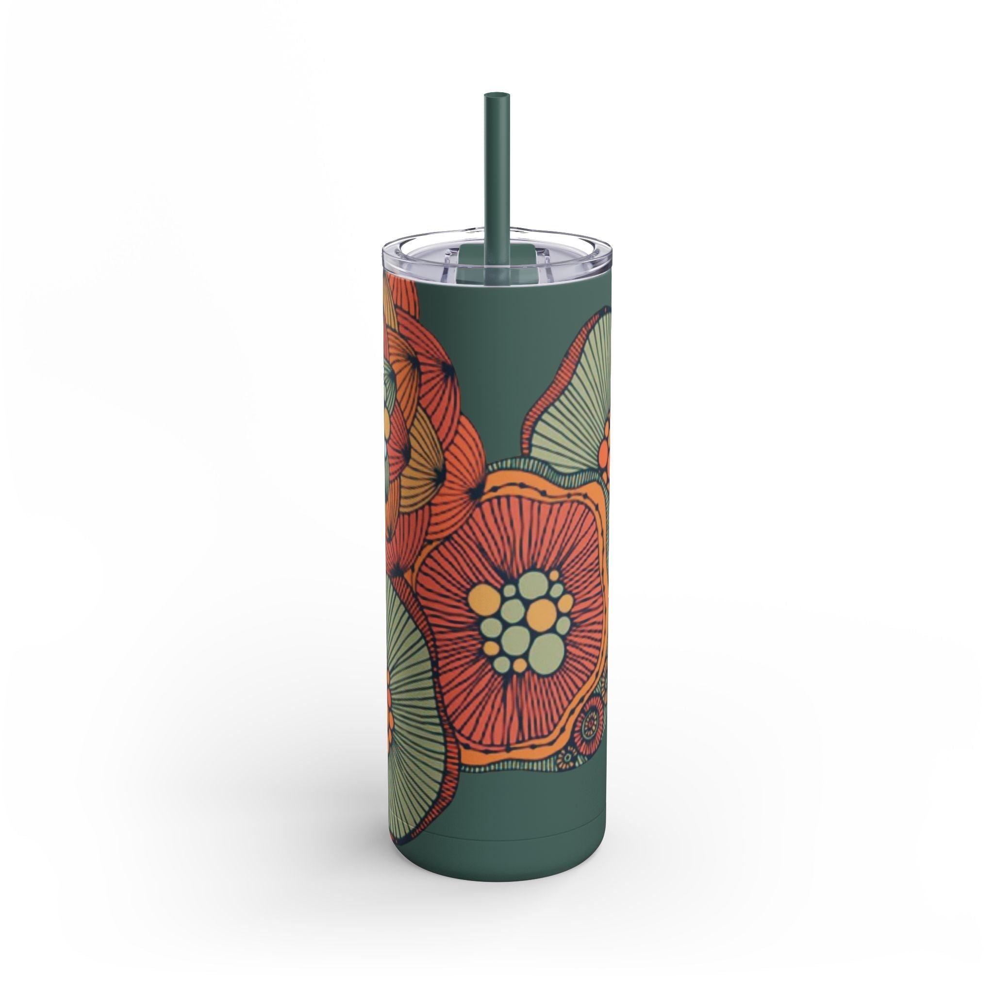 Mug - Boho Eco Skinny Matte Floral Tumbler 20oz | Insulated Stainless Steel Travel Mug | Reusable Eco - Friendly Drinkware | Slim Design for Hot & Cold Beverages - Boho Eco Boutique™ - Mug - Boho Eco Boutique™ - Deep Teal - 20oz - Matte