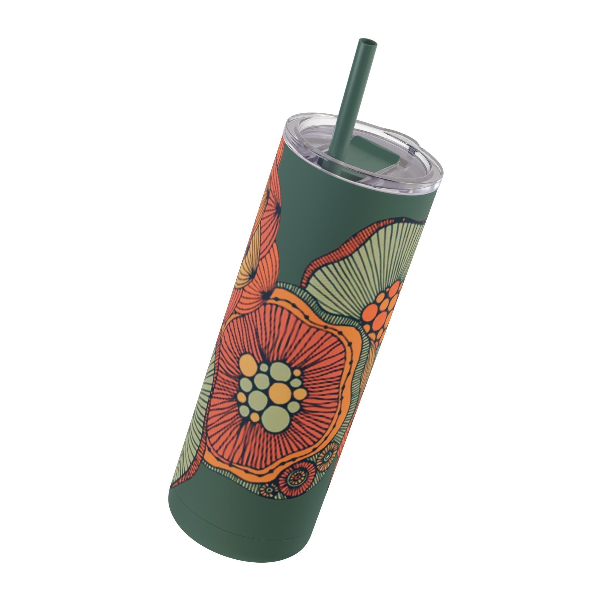 Mug - Boho Eco Skinny Matte Floral Tumbler 20oz | Insulated Stainless Steel Travel Mug | Reusable Eco - Friendly Drinkware | Slim Design for Hot & Cold Beverages - Boho Eco Boutique™ - Mug - Boho Eco Boutique™ - Seaglass - 20oz - Matte
