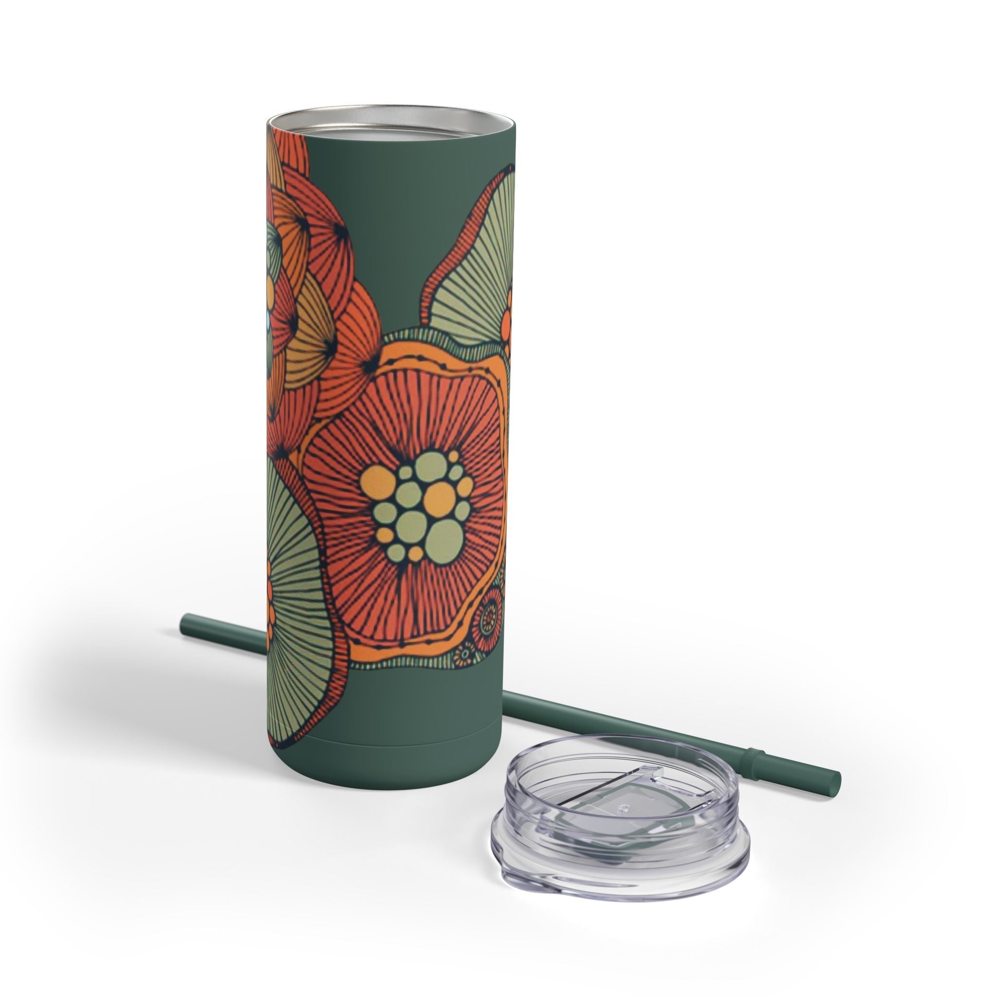 Mug - Boho Eco Skinny Matte Floral Tumbler 20oz | Insulated Stainless Steel Travel Mug | Reusable Eco - Friendly Drinkware | Slim Design for Hot & Cold Beverages - Boho Eco Boutique™ - Mug - Boho Eco Boutique™ - Seaglass - 20oz - Matte