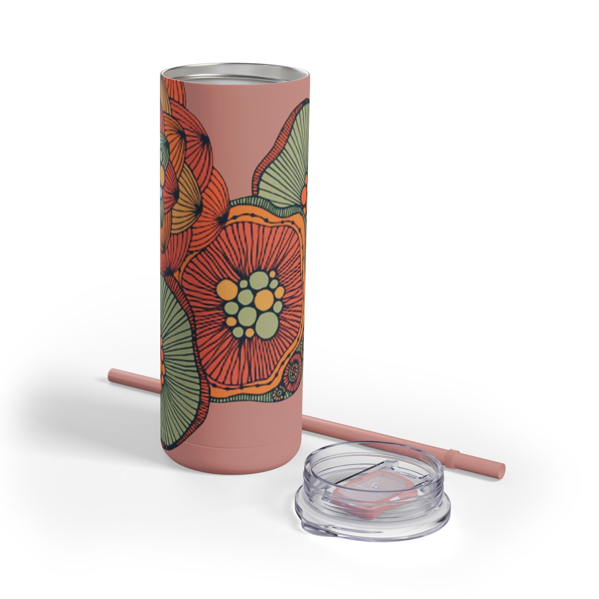 Mug - Boho Eco Skinny Matte Floral Tumbler 20oz | Insulated Stainless Steel Travel Mug | Reusable Eco - Friendly Drinkware | Slim Design for Hot & Cold Beverages - Boho Eco Boutique™ - Mug - Boho Eco Boutique™ - Seaglass - 20oz - Matte