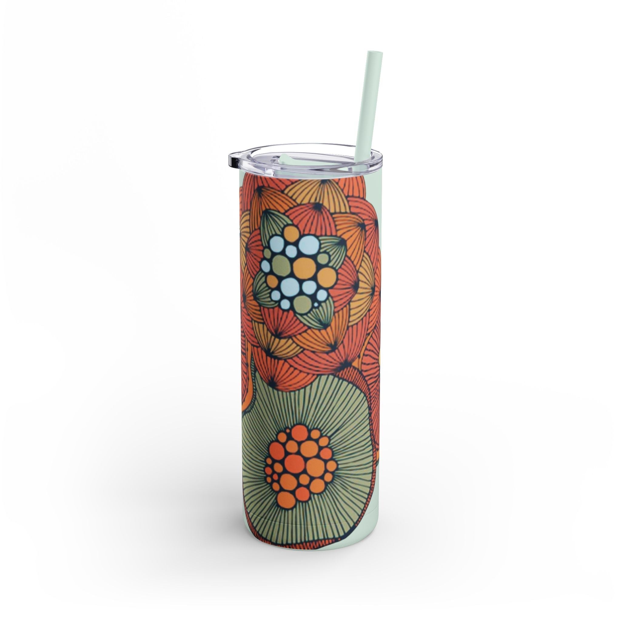 Mug - Boho Eco Skinny Matte Floral Tumbler 20oz | Insulated Stainless Steel Travel Mug | Reusable Eco - Friendly Drinkware | Slim Design for Hot & Cold Beverages - Boho Eco Boutique™ - Mug - Boho Eco Boutique™ - Seaglass - 20oz - Matte