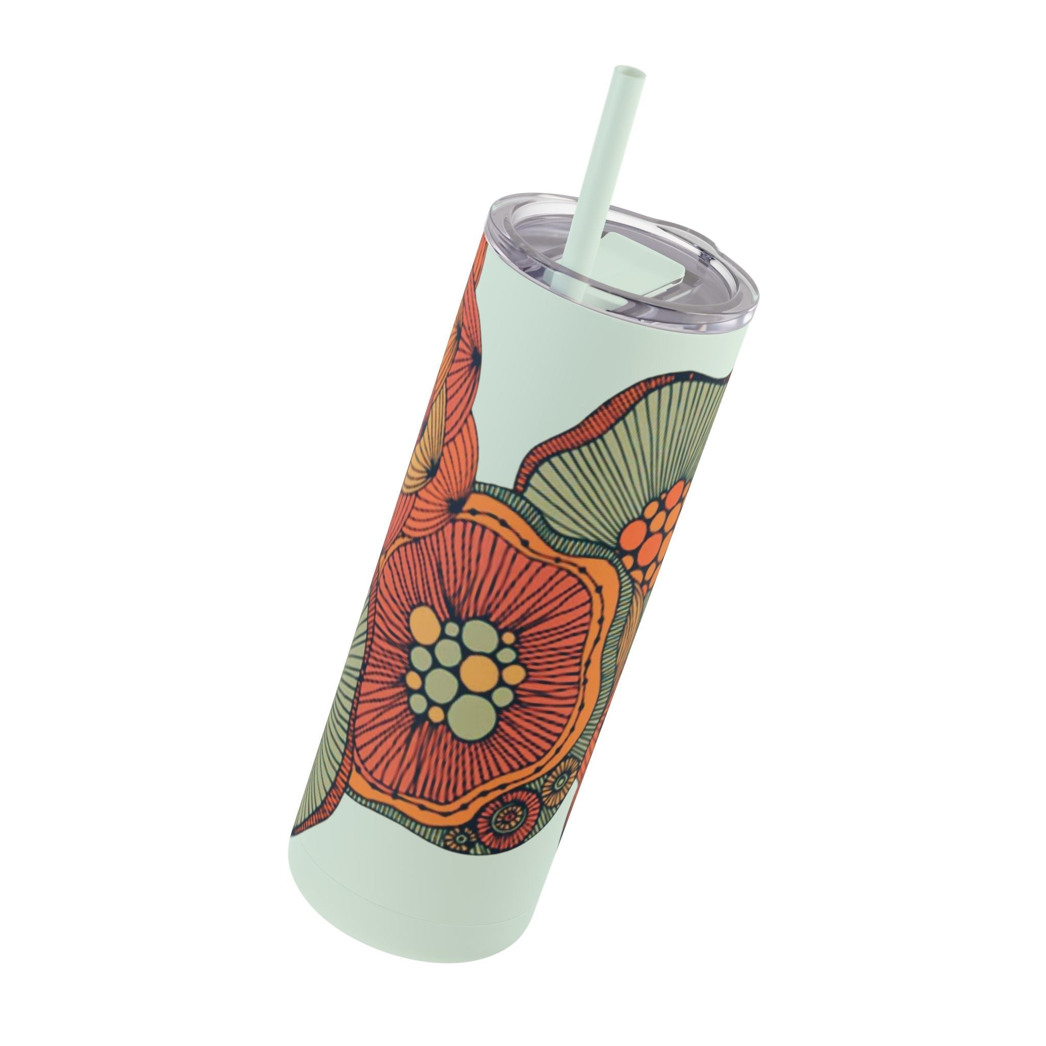 Mug - Boho Eco Skinny Matte Floral Tumbler 20oz | Insulated Stainless Steel Travel Mug | Reusable Eco - Friendly Drinkware | Slim Design for Hot & Cold Beverages - Boho Eco Boutique™ - Mug - Boho Eco Boutique™ - Seaglass - 20oz - Matte
