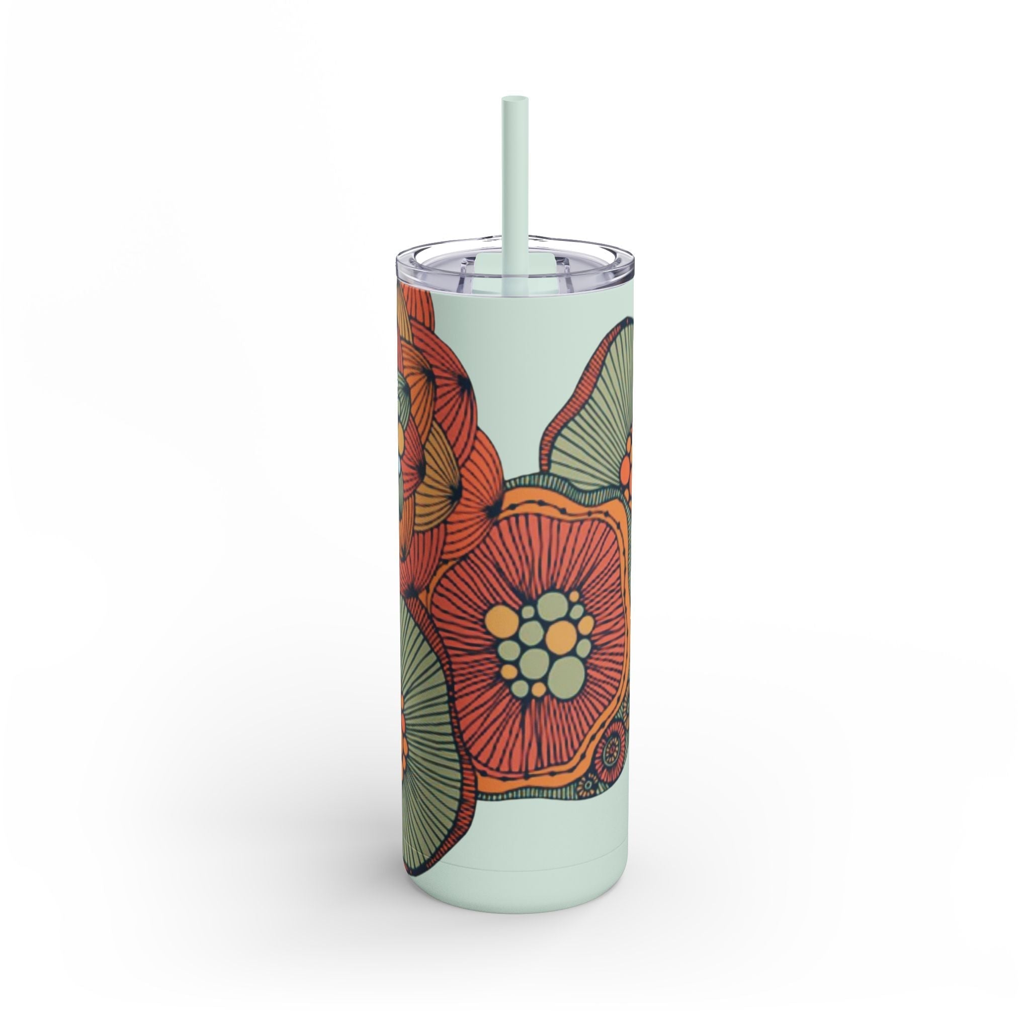 Mug - Boho Eco Skinny Matte Floral Tumbler 20oz | Insulated Stainless Steel Travel Mug | Reusable Eco - Friendly Drinkware | Slim Design for Hot & Cold Beverages - Boho Eco Boutique™ - Mug - Boho Eco Boutique™ - Seaglass - 20oz - Matte