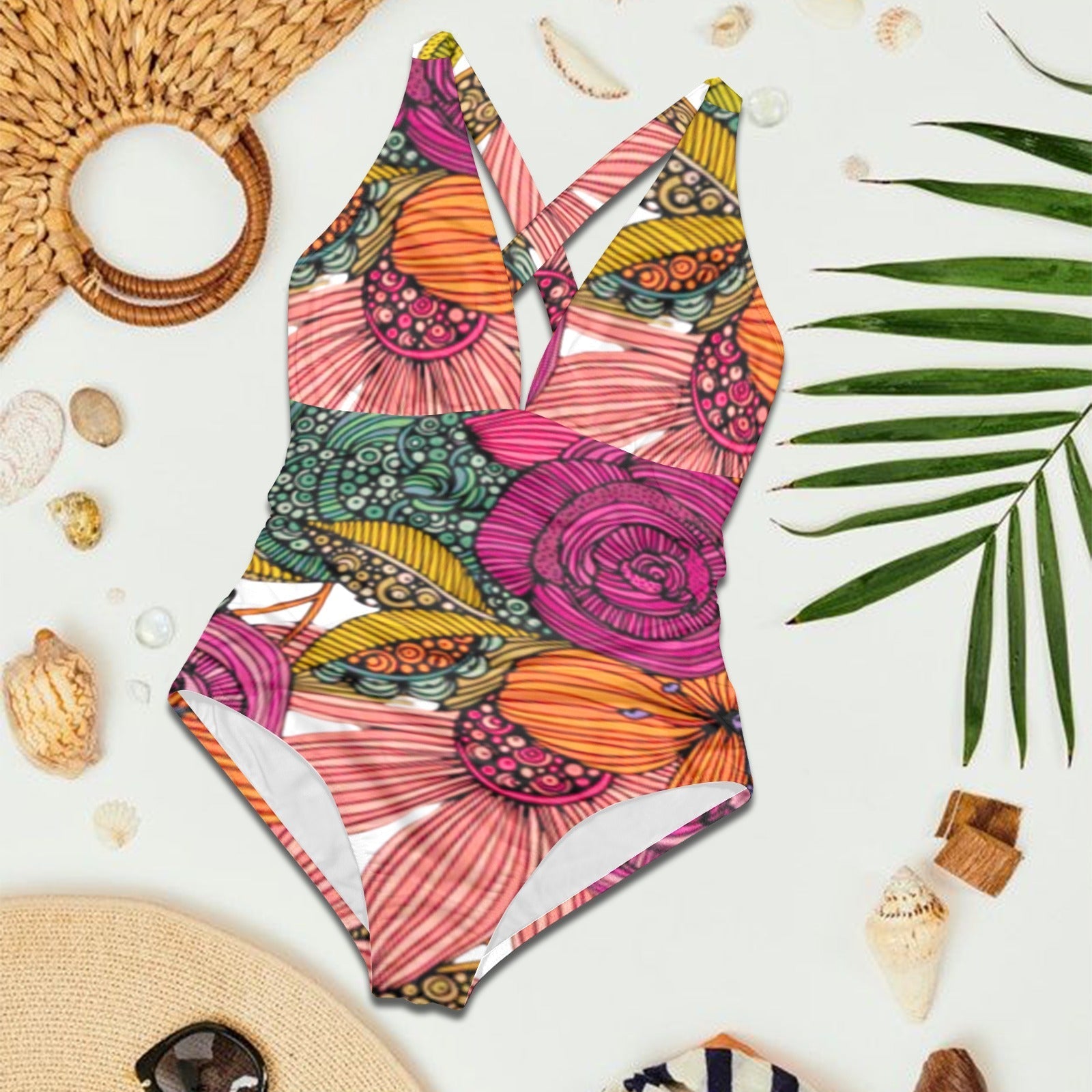 All Over Prints - Boho Eco Women's One Piece Swimsuit One Of a Kind Custom Designed Unique Bohemian Vintage Inspired Bold Colors Floral - Boho Eco Boutique™ - Boho Eco Boutique™ - SF07024731225071211 - V2066 - Boho Eco Women's One Piece Swimsuit One Of a Kind Custom Designed Unique Bohemian Vintage Inspired Bold Colors Floral - S -