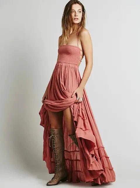 dress - Boho Flowy Festival Dress - Boho Eco Boutique™ - dress - Boho Eco Boutique™ - Pink - Extra Large -