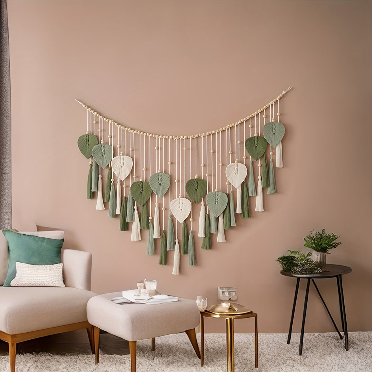customized - Boho Handwoven Cotton Leaf Tapestry Eco - Friendly Decor - Boho Eco Boutique™ - customized - Boho Eco Boutique™ - Green -