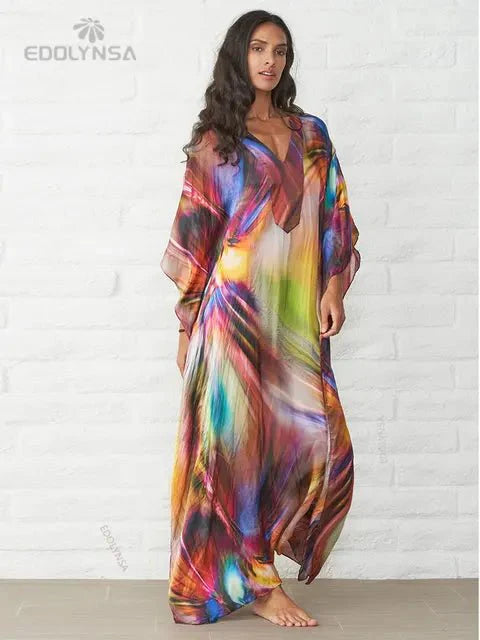dress - Boho Vacation Cover - up Dress - Boho Eco Boutique™ - dress - Boho Eco Boutique™ - Blue - One Size -