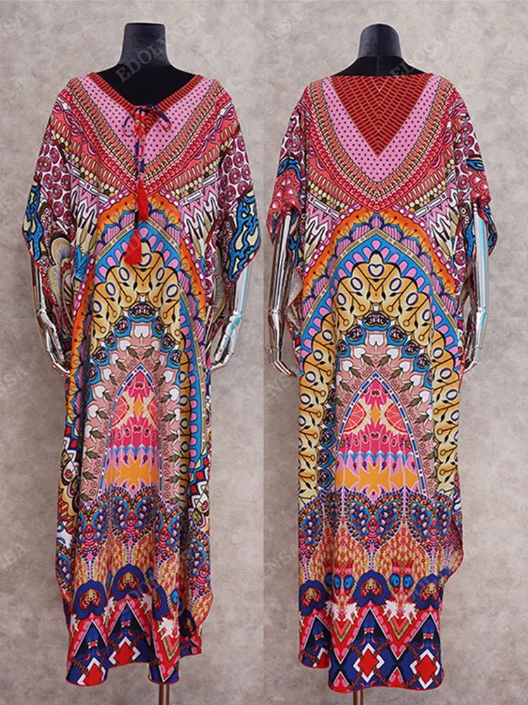 dress - Boho Vacation Cover - up Dress - Boho Eco Boutique™ - dress - Boho Eco Boutique™ - Blue - One Size -