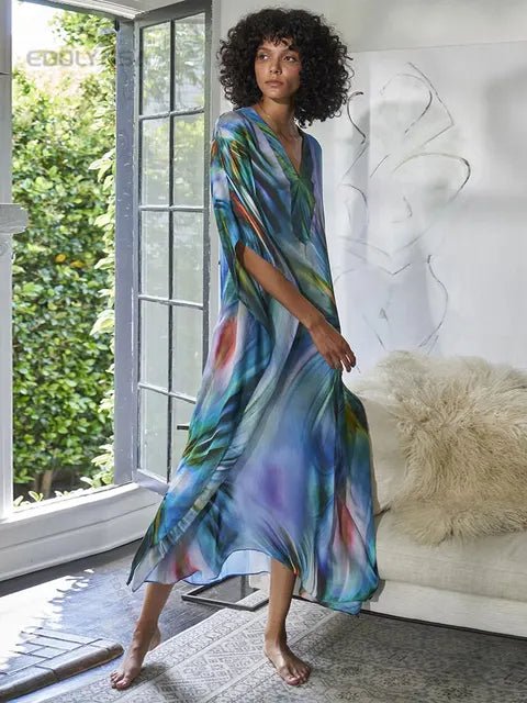 dress - Boho Vacation Cover - up Dress - Boho Eco Boutique™ - dress - Boho Eco Boutique™ - Light Blue - One Size -