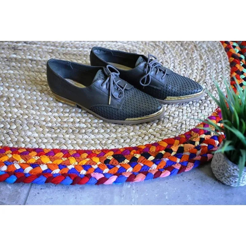 Braided Handmade Indian Jute Cotton Floor Reversible Home Decorative Woven Rug - Interior Rug