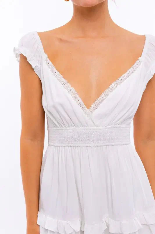 dress - Cap Sleeve Ruffle Mini Dress - Boho Eco Boutique™ - dress - Boho Eco Boutique™ - S - PINK -